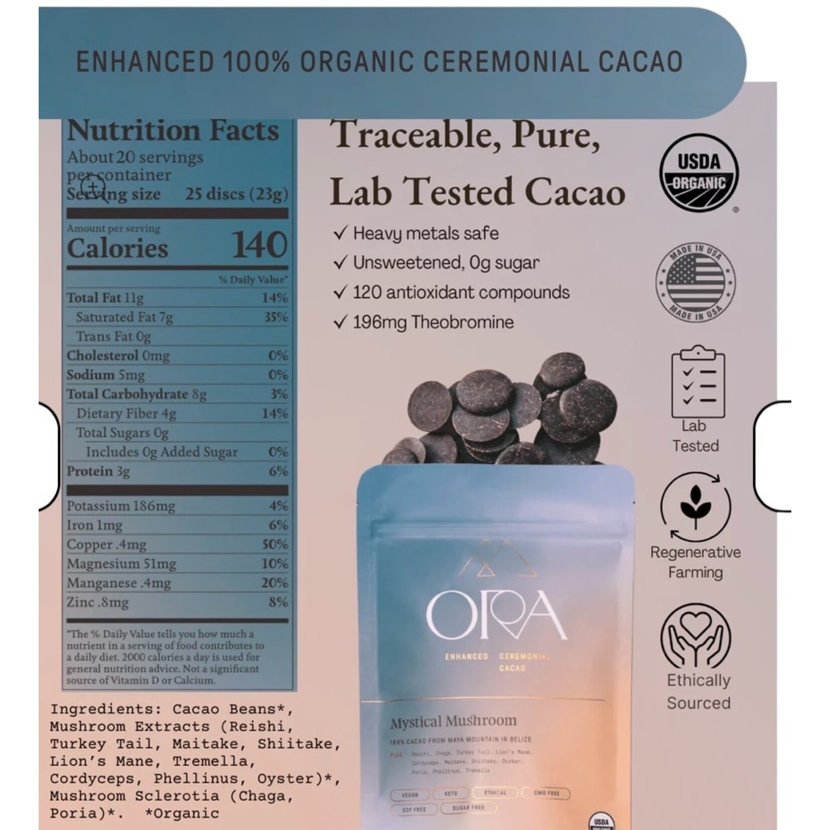 Ora Cacao Mystical Mushroom Cacao 8oz Ora Cacao