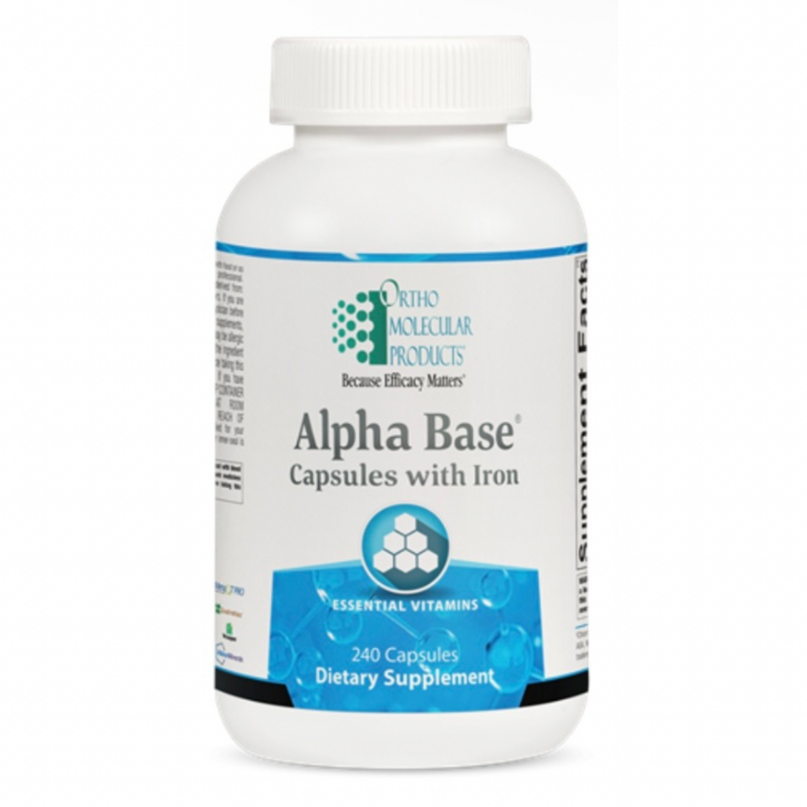 Ortho Molecular Products Alpha Base Capsules with Iron 240c Ortho Molecular