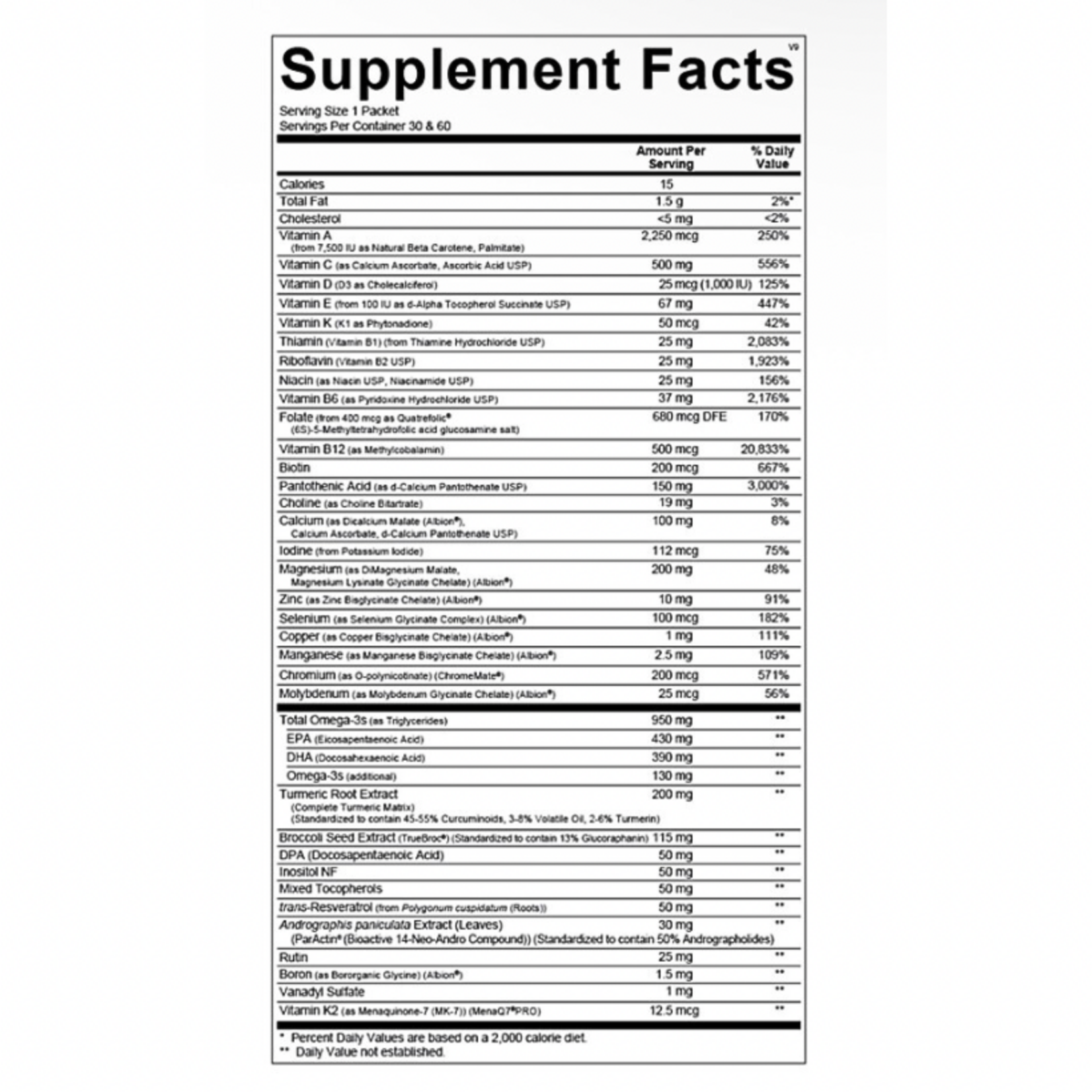 Ortho Molecular Products Alpha Base Premier Packs 60c Ortho Molecular