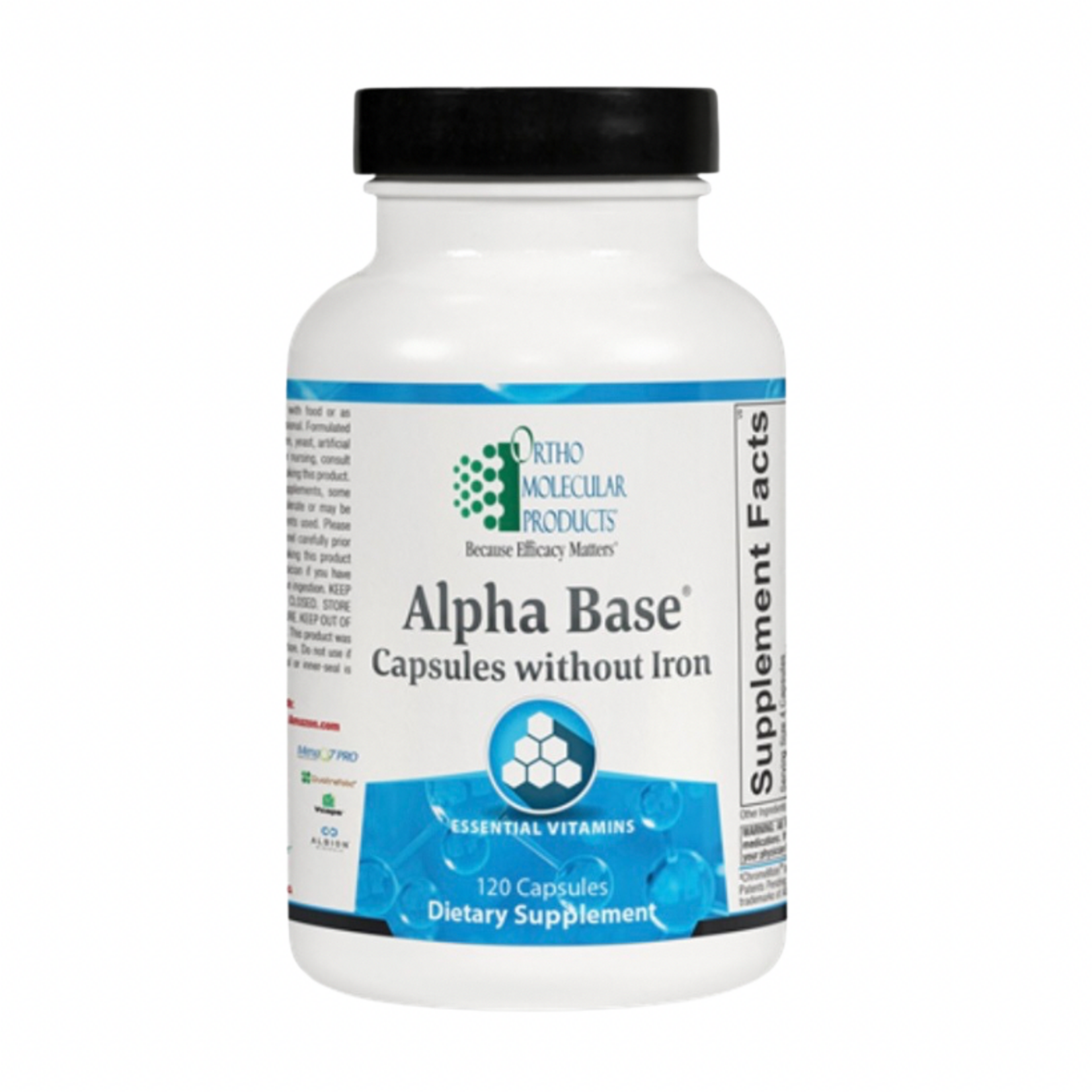 Ortho Molecular Products Alpha Base Caps w/o Iron 120c Ortho Molecular Products