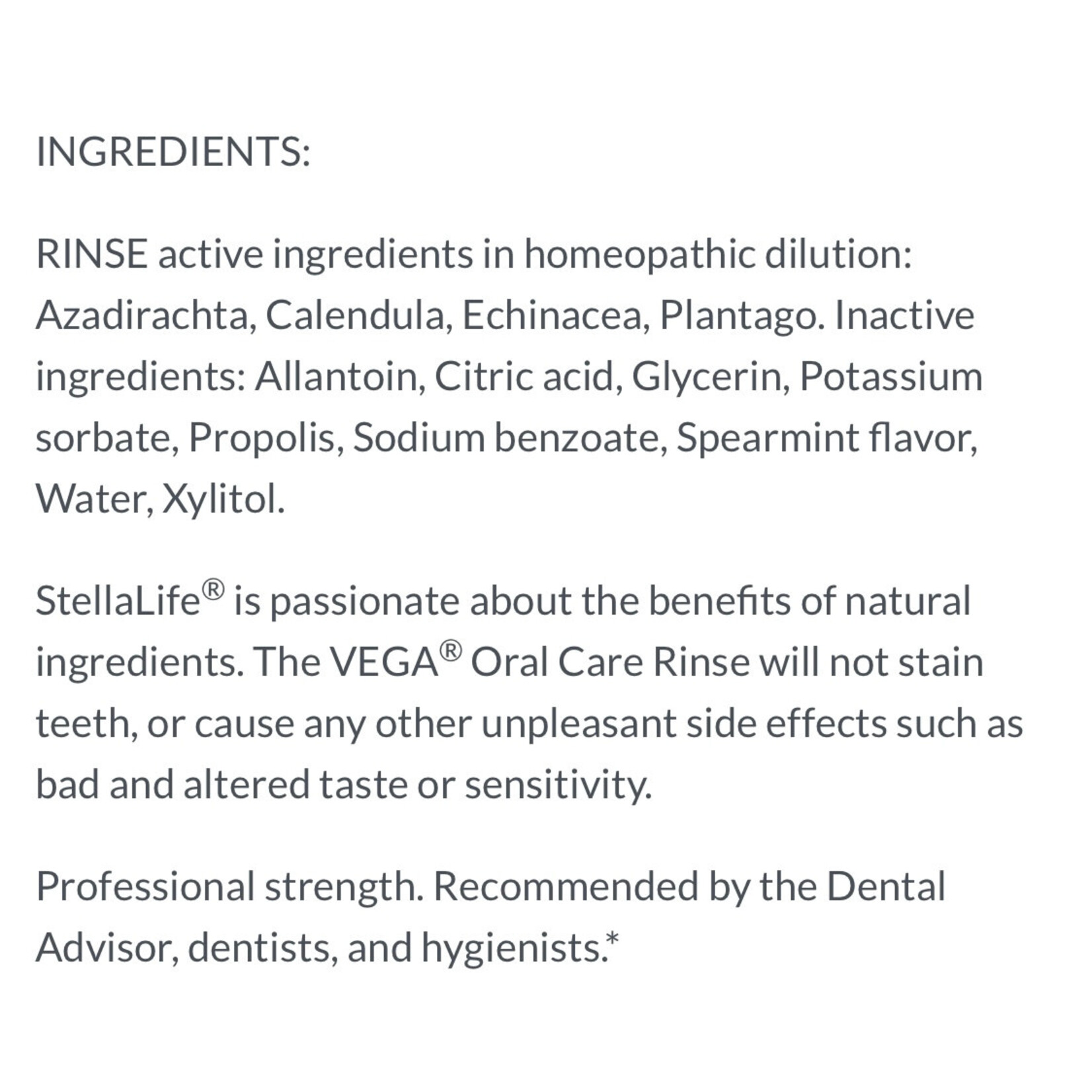 Stellalife VEGA Oral Care Spearmint Rinse StellaLife