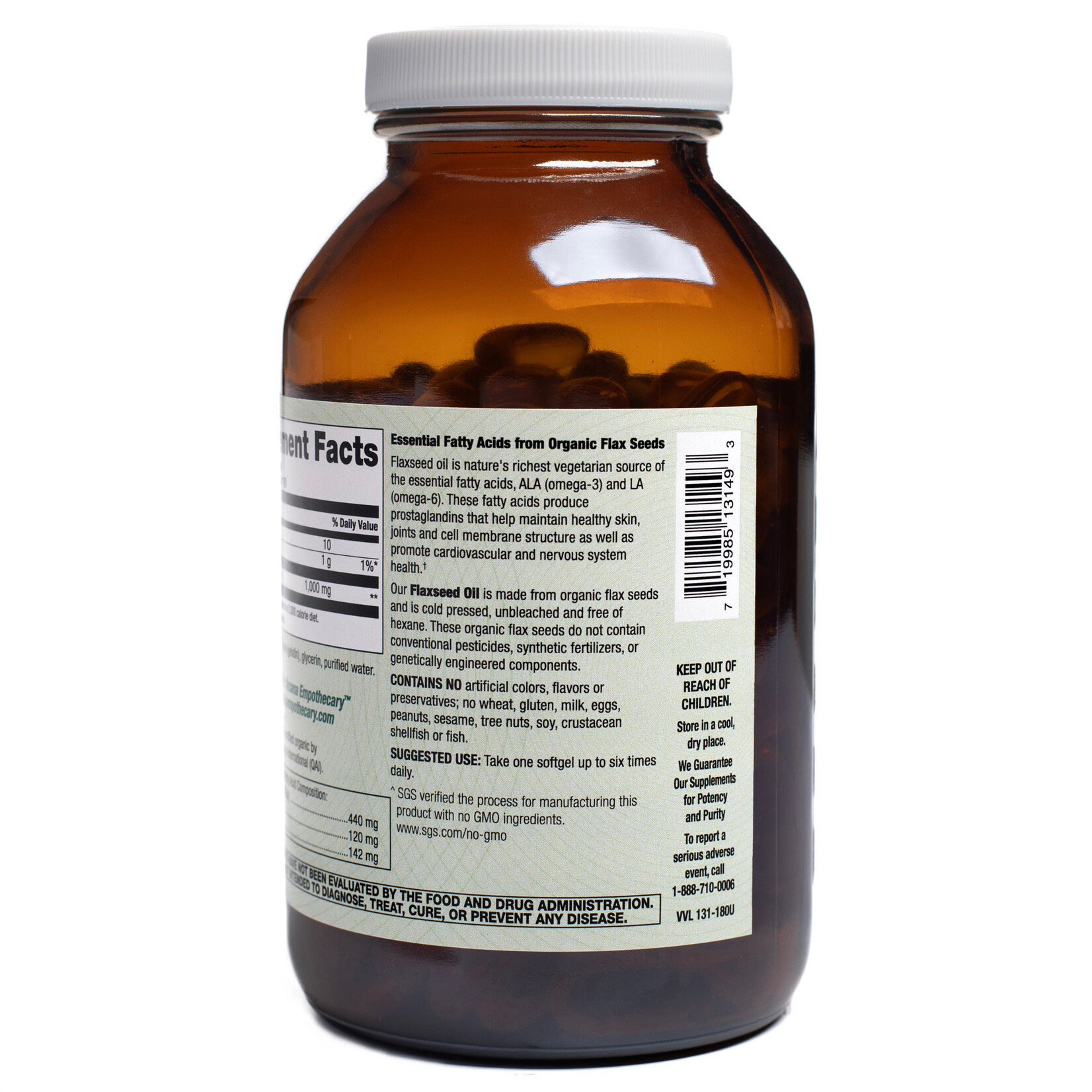 Arcana Empothecary FlaxSeed Oil 1000mg 180 sg Arcana
