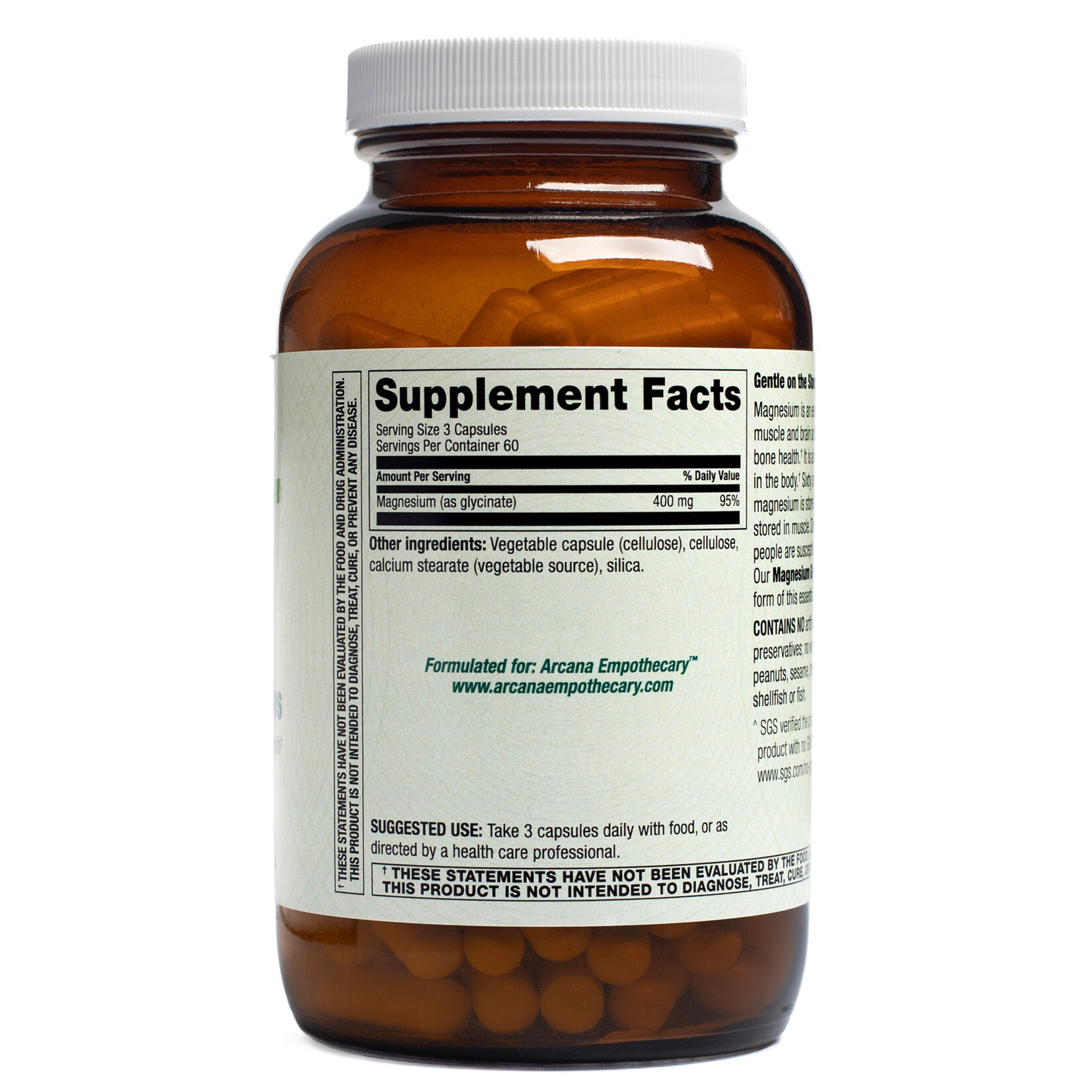 Arcana Empothecary Magnesium Glycinate 400mg 180c Arcana