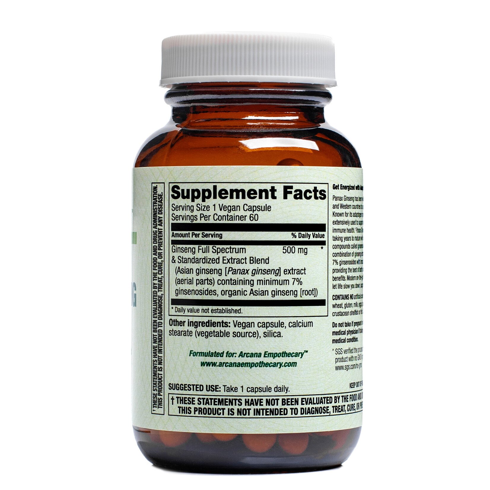 Arcana Empothecary Panax Ginseng 500mg 60c Arcana