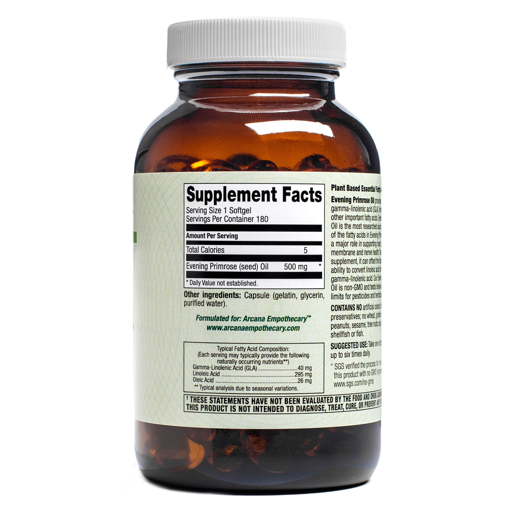 Arcana Empothecary Evening Primrose Oil 500mg 180sg Arcana