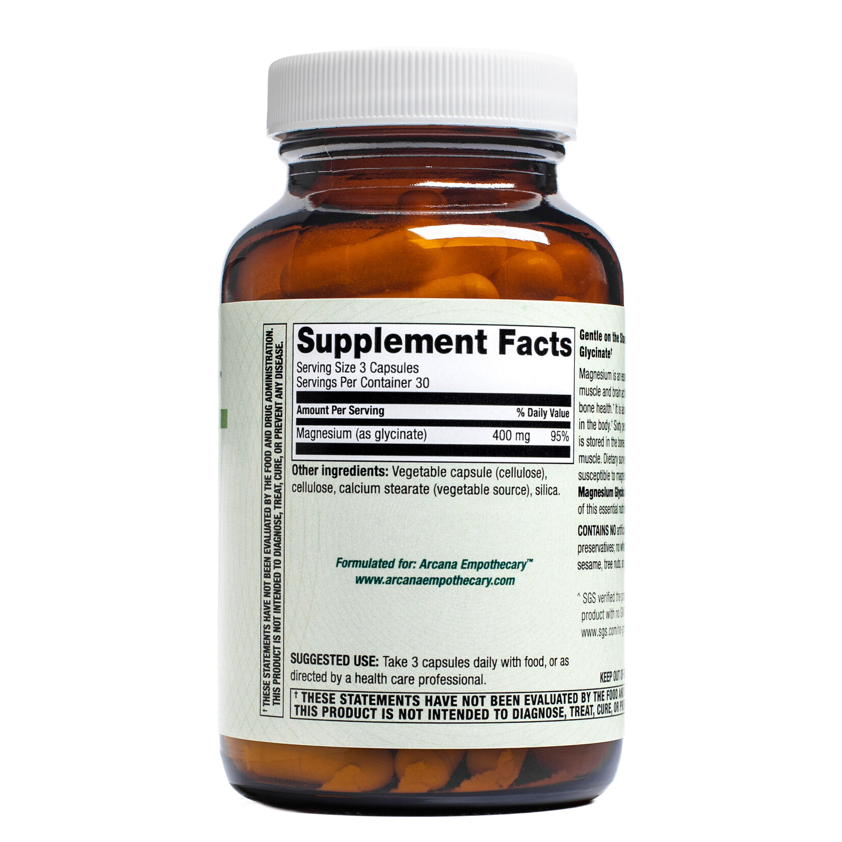 Arcana Empothecary Magnesium Glycinate 400mg 90c Arcana