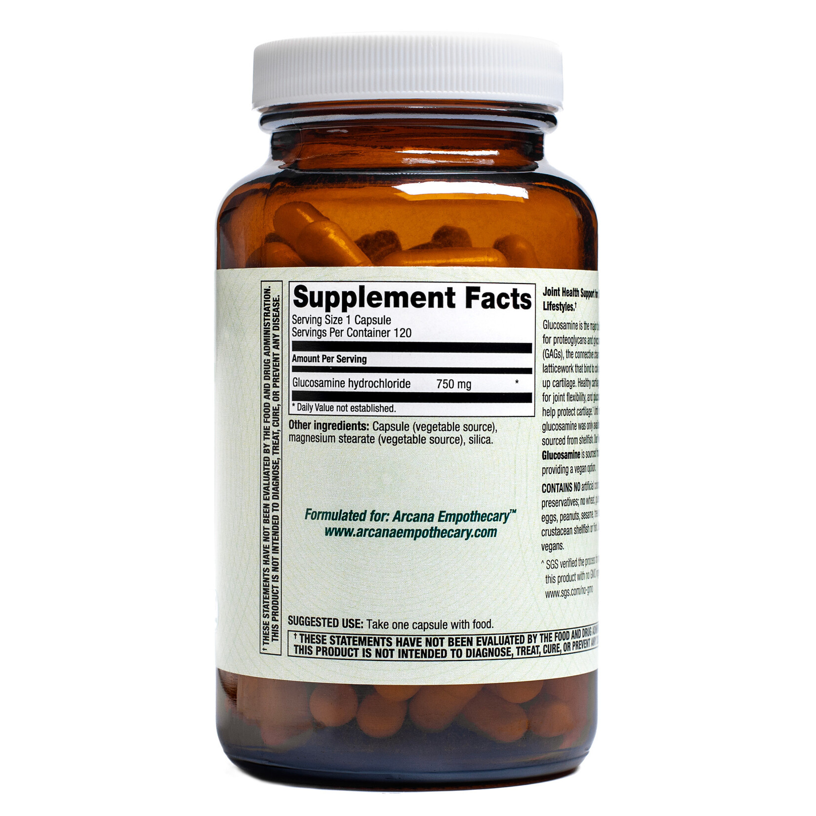 Arcana Empothecary Vegetarian Glucosamine 750mg 120 vc Arcana