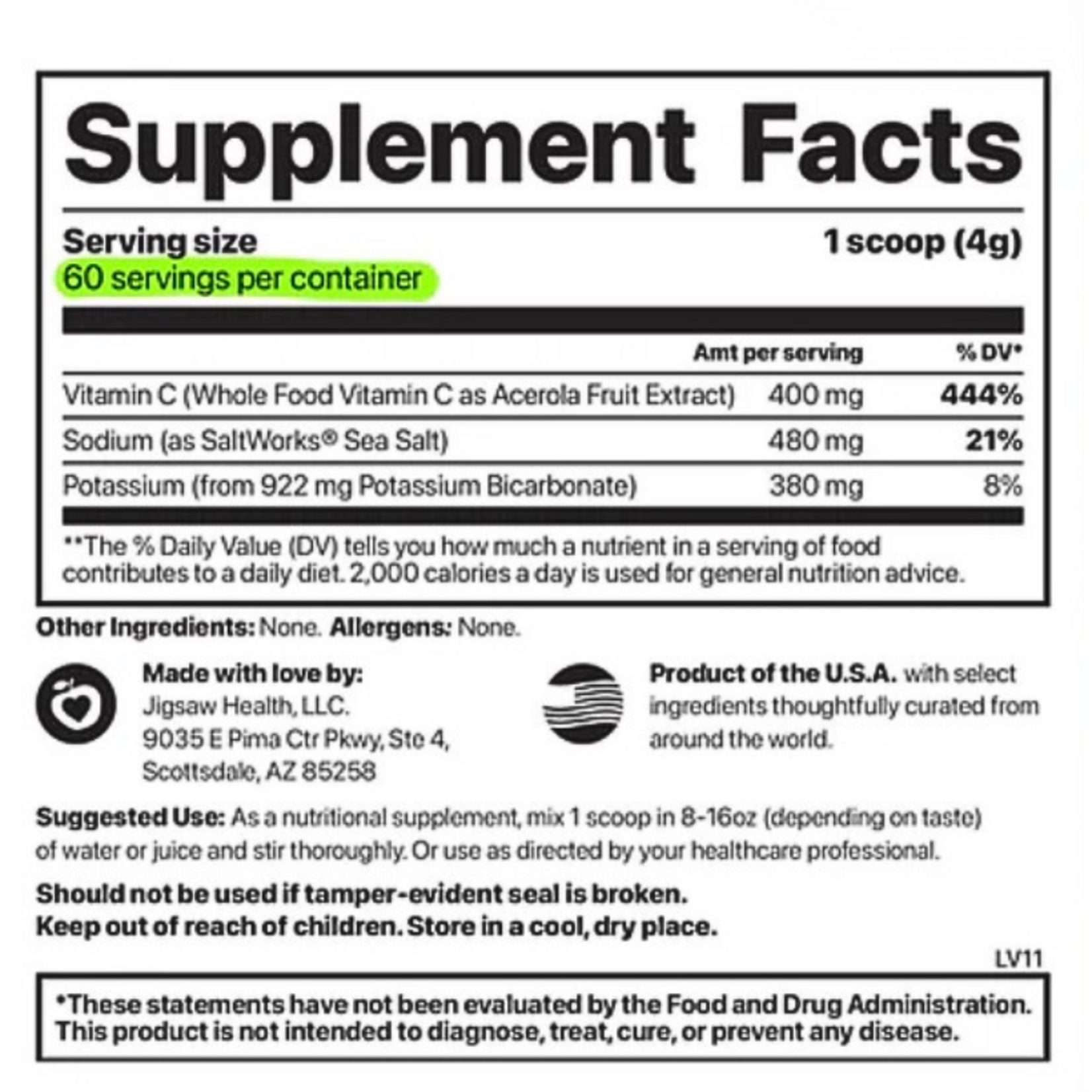 Jigsaw Adrenal Cocktail Powder 8.47 oz  Jigsaw