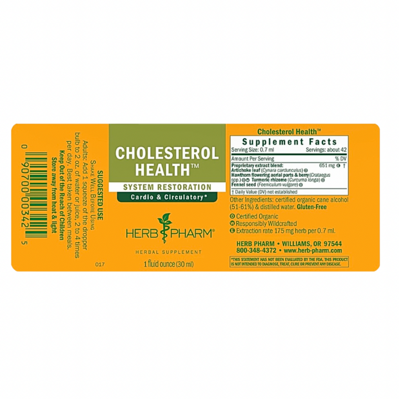 Herb Pharm Cholesterol Health 1oz Herb Pharm
