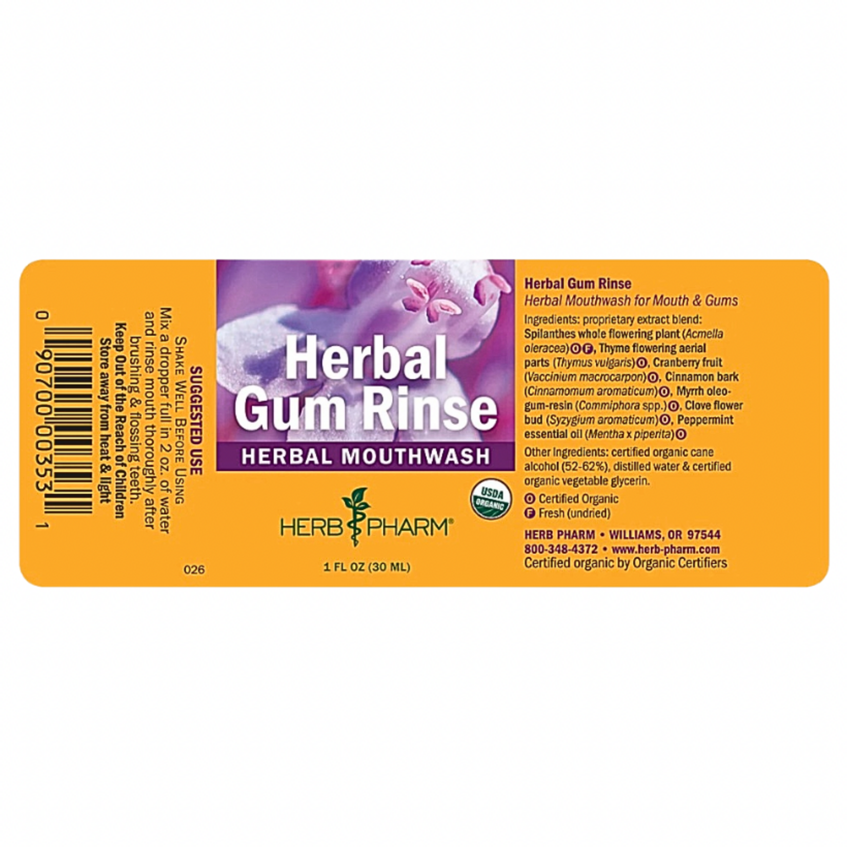 Herb Pharm Herbal Gum Rinse 1oz Herb Pharm