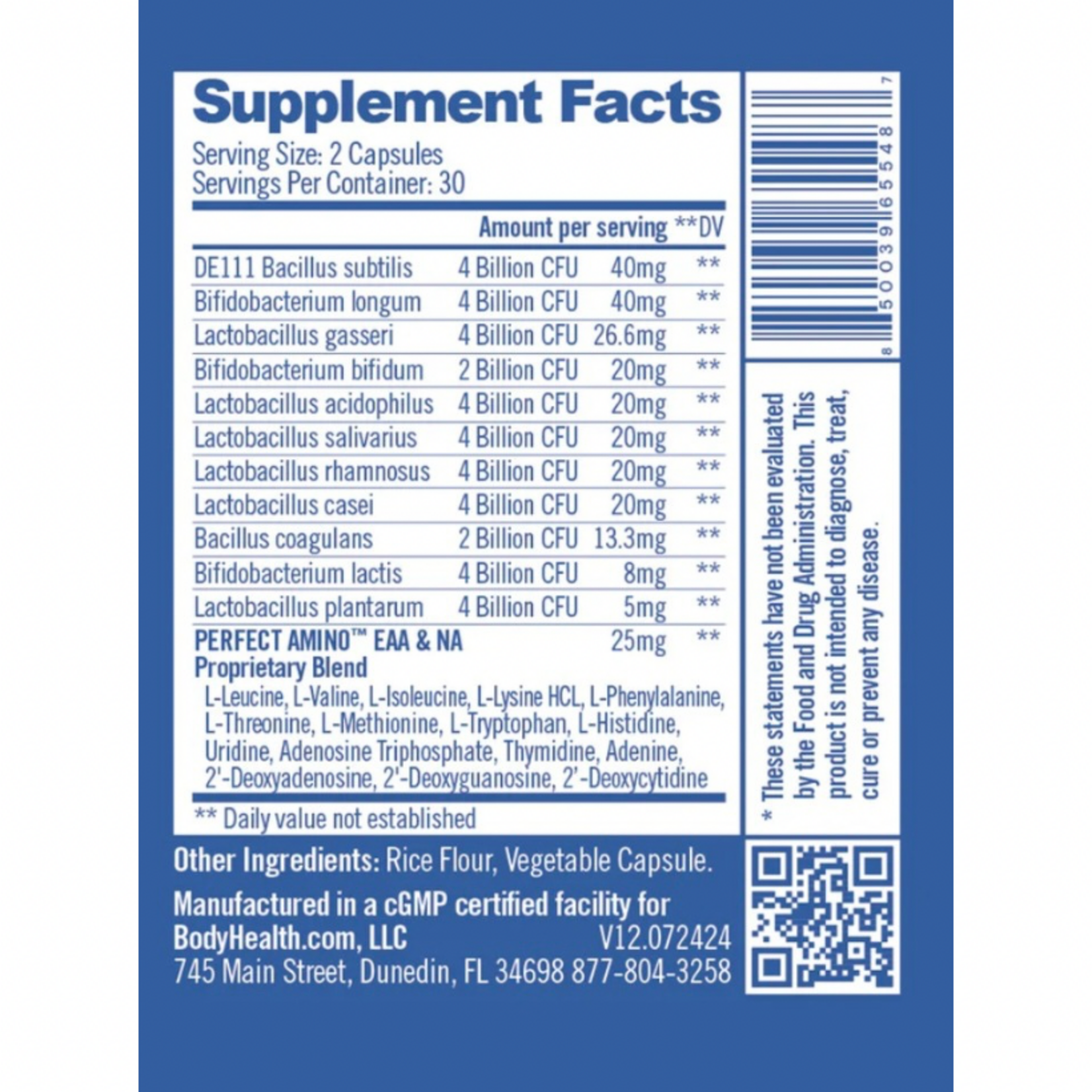 BodyHealth Probiotic - Enhanced with PerfectAmino 60c BodyHealth