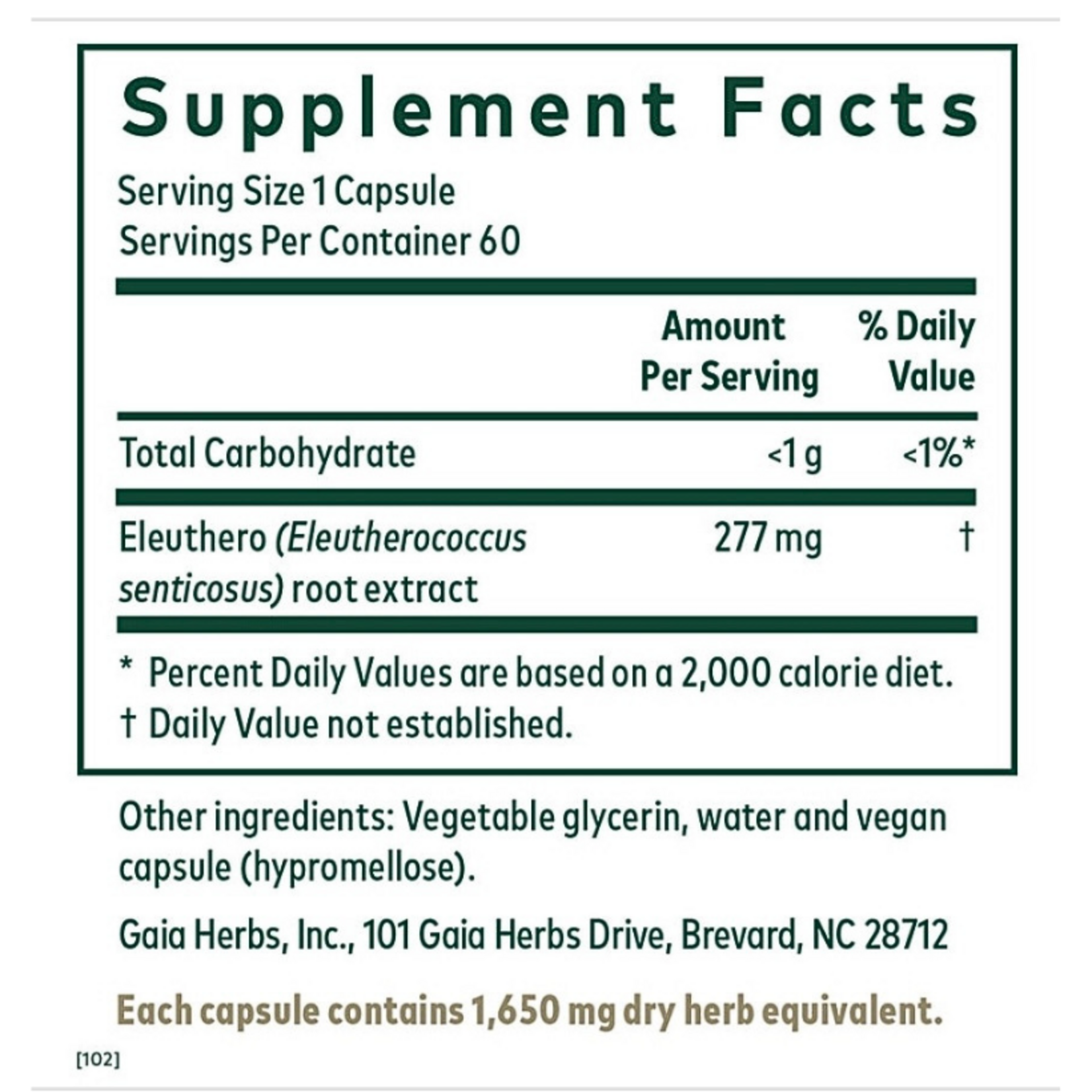 GAIA Herbs Eleuthero 60c Gaia Herbs