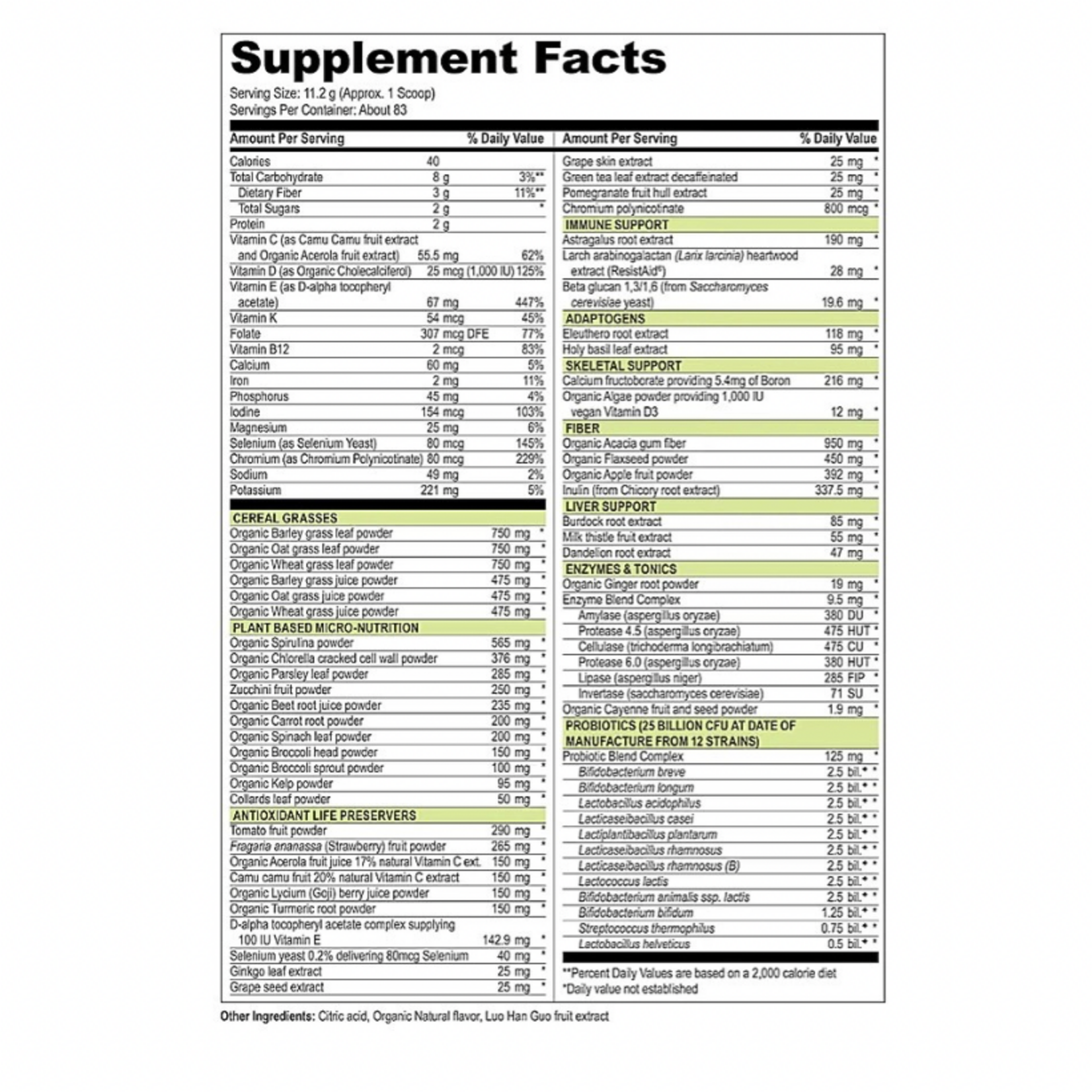 Vibrant Health Green Vibrance +25 Billion Probiotics Vibrant Health 83 servings