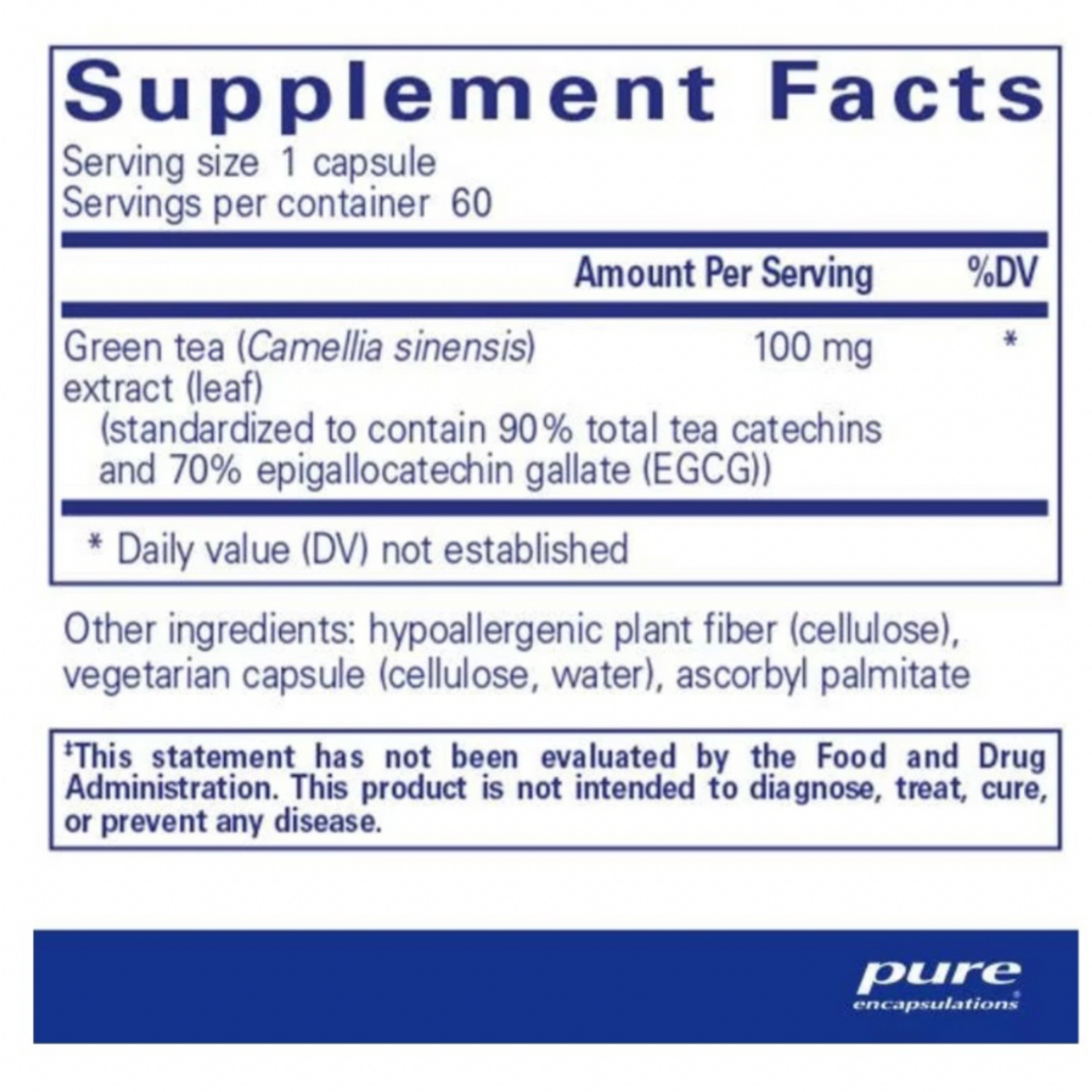 Pure Encapsulations Green Tea Extract Decaffeinated 60c Pure Encapsulations