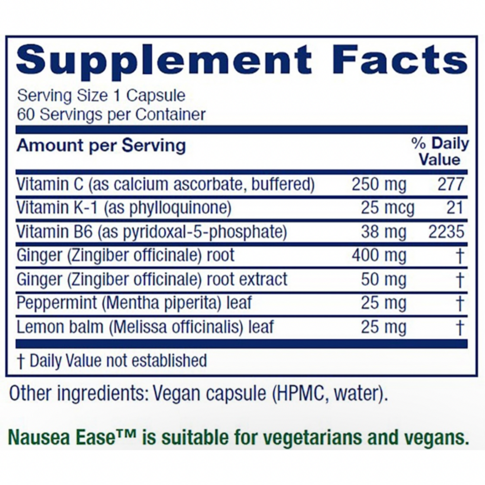Vitanica Nausea Ease 60c Vitanica