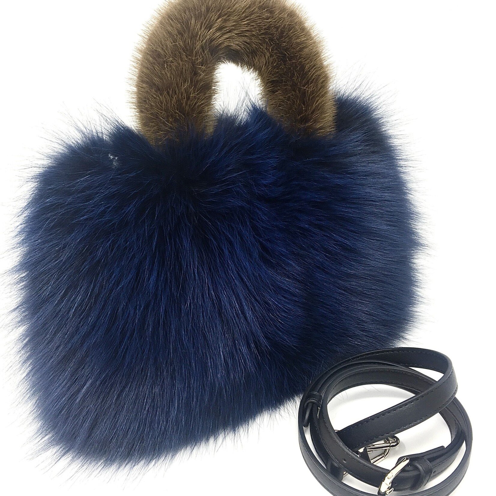 Après Babe Boujee Fox Fur Crossbody Handbag w/ Mink Handle