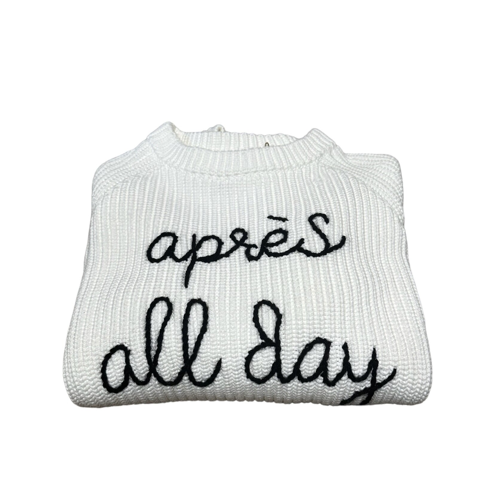 Après Babe Ribbed Cotton Hand Stitched "Après All Day" Sweater