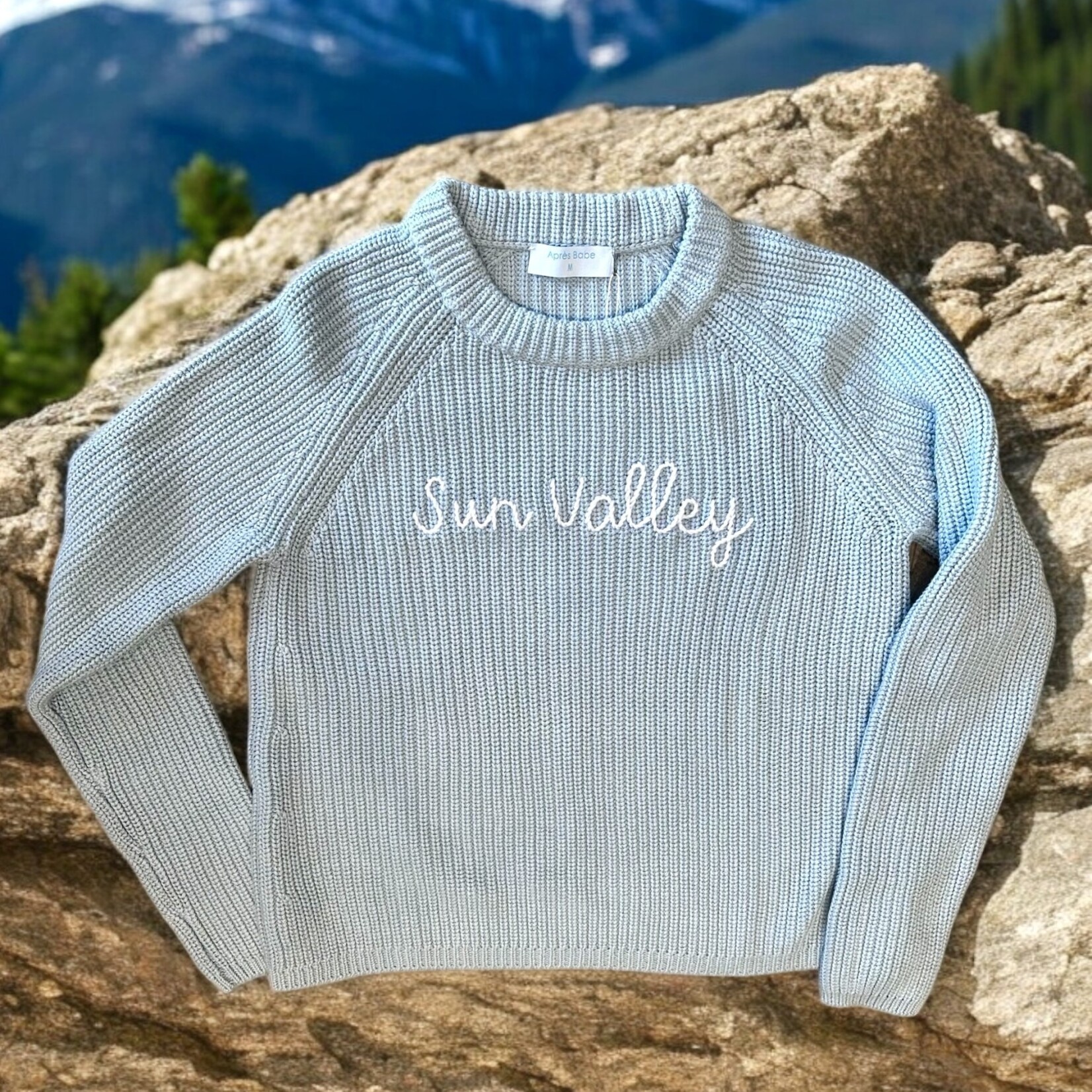 Après Babe Ribbed Cotton "Sun Valley" Crew Neck Sweater
