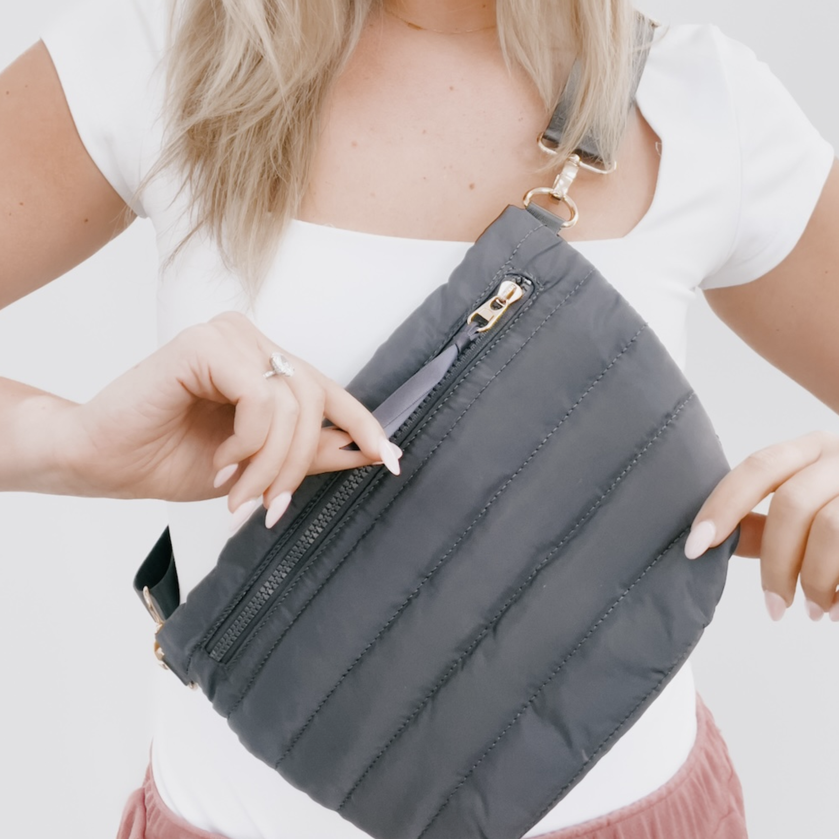 Pretty Simple Puffer Adjustable Nylon Sling Bag