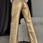 Miss Sparkling Metallic Stretch High Rise Wide Leg Pant