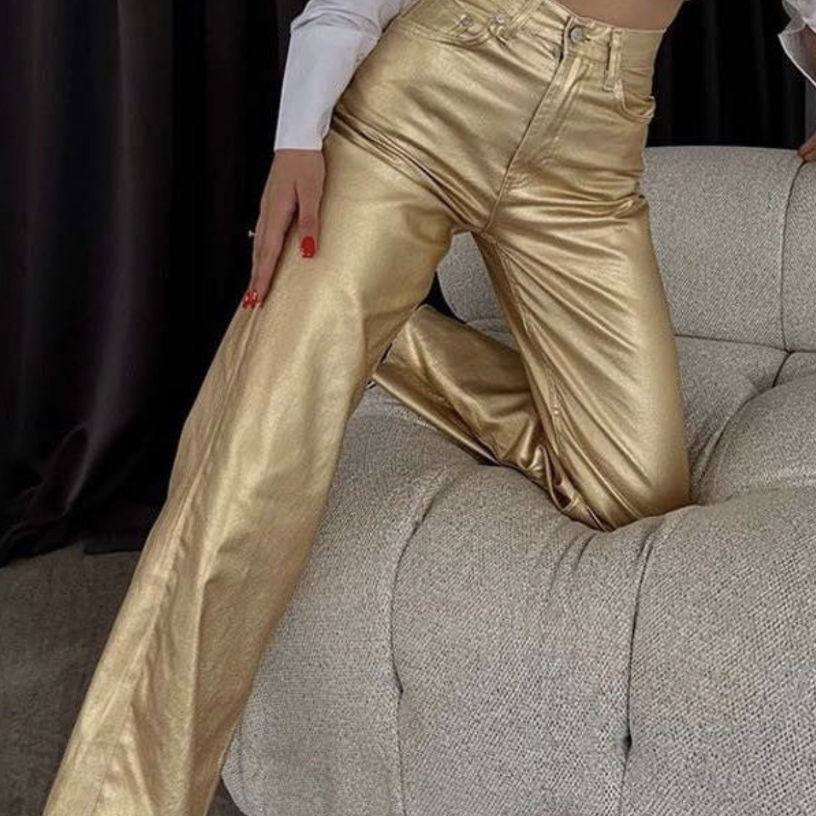 Miss Sparkling Metallic Stretch High Rise Wide Leg Pant