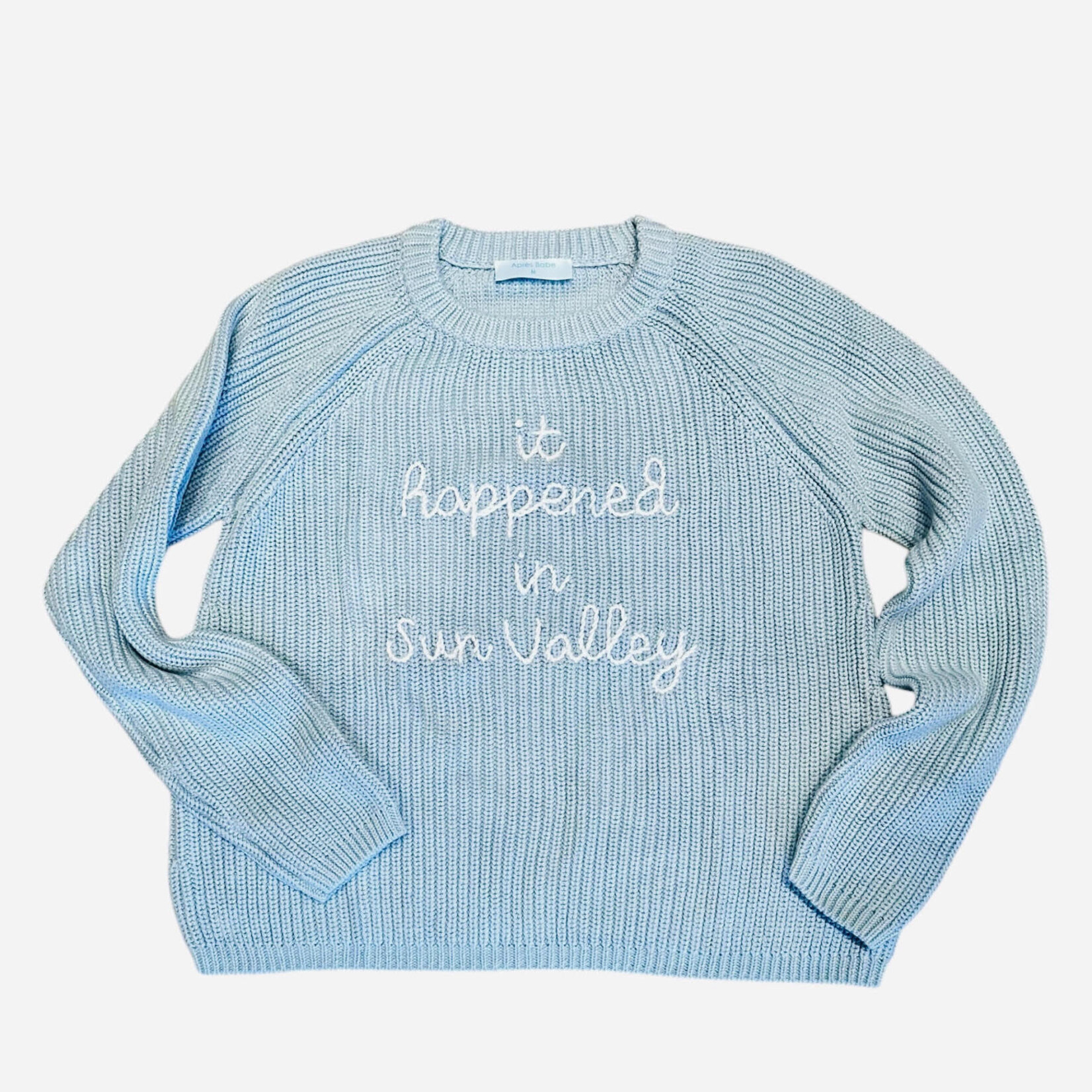 Après Babe Ribbed Cotton "It Happened in Sun Valley" Crew Neck Sweater