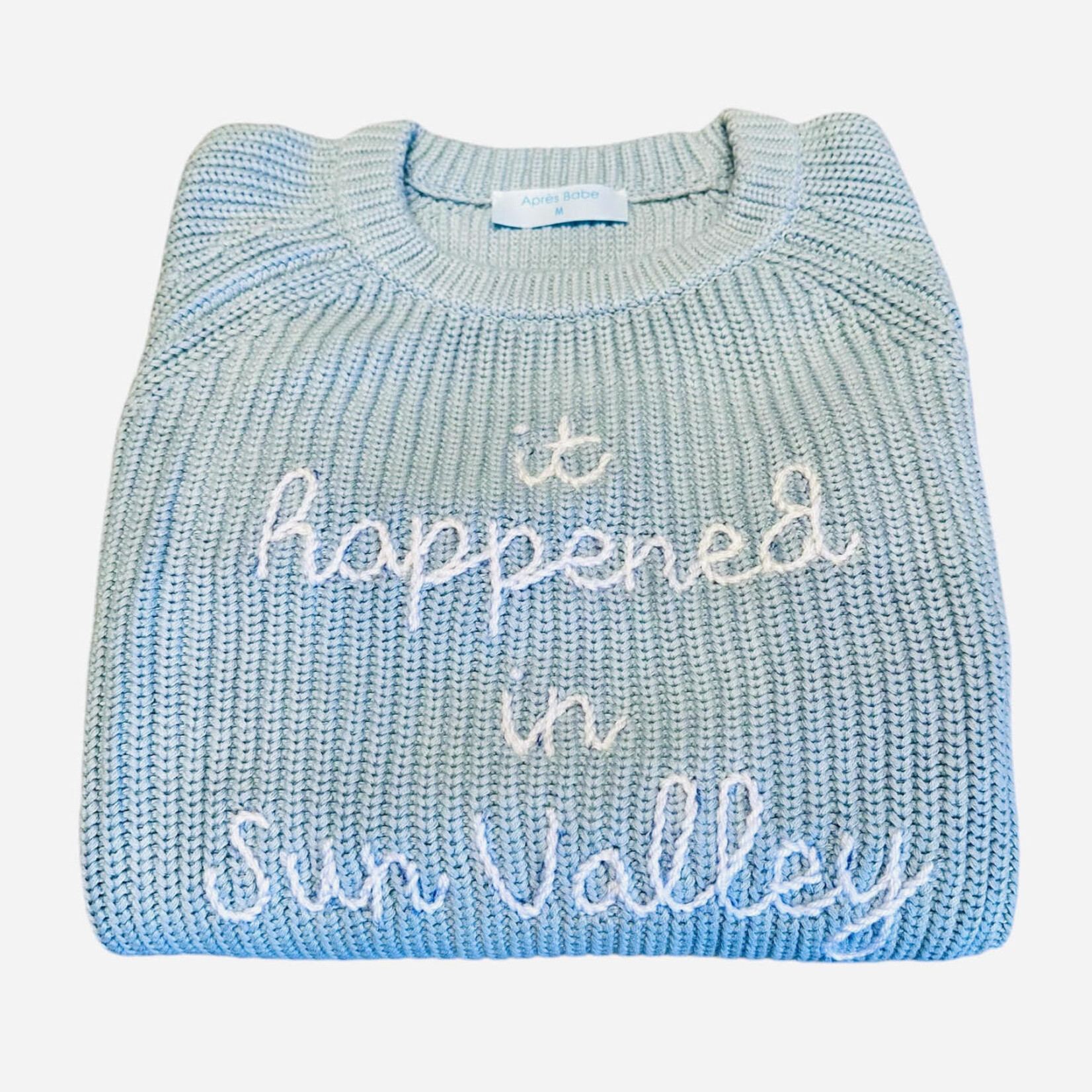 Après Babe Ribbed Cotton "It Happened in Sun Valley" Crew Neck Sweater