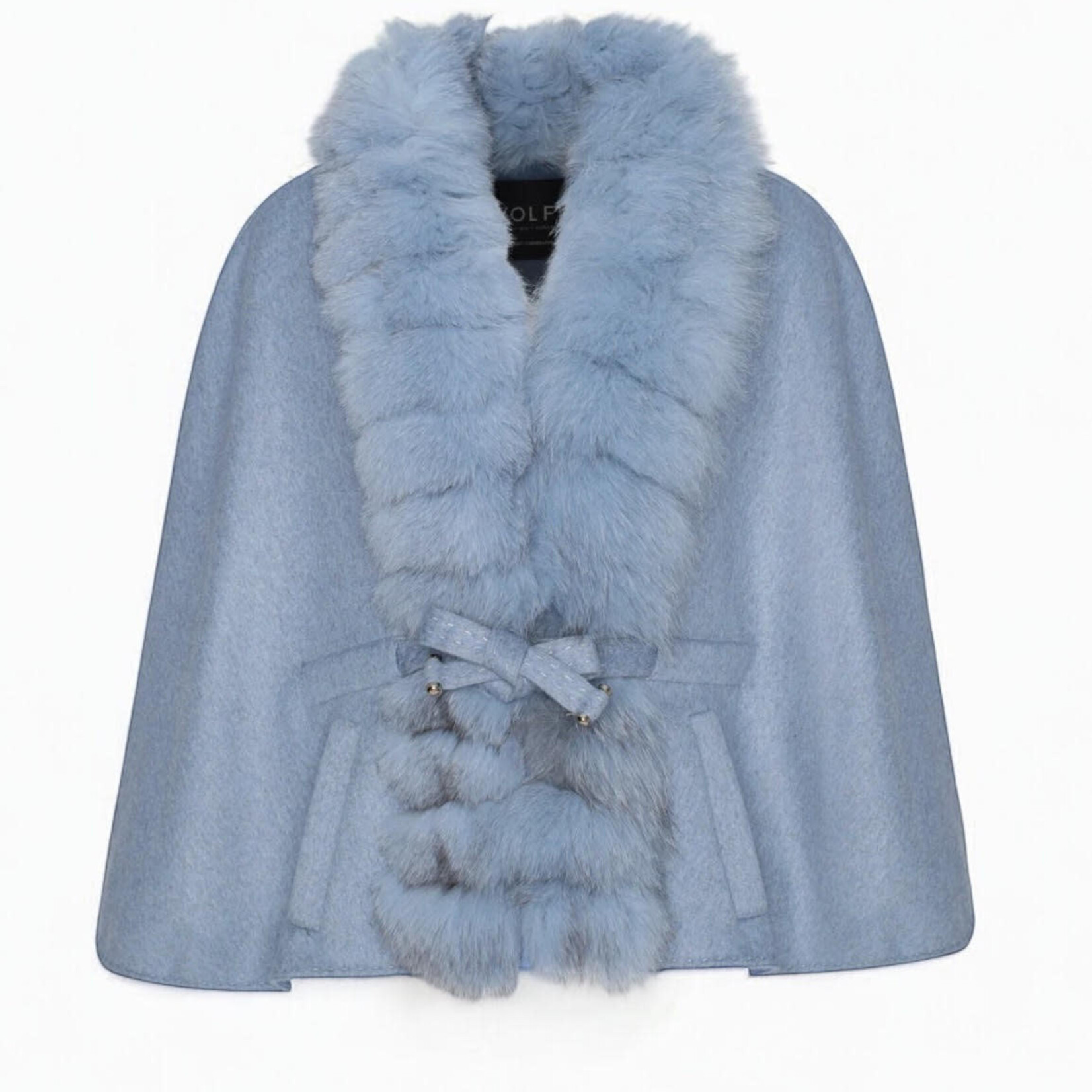 Wolfie Furs Wolfie Furs Cashmere Cape with Finish Fox Trim