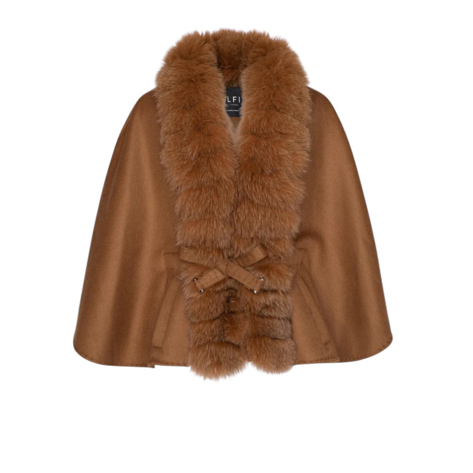Wolfie Furs Wolfie Furs Cashmere Cape with Finish Fox Trim