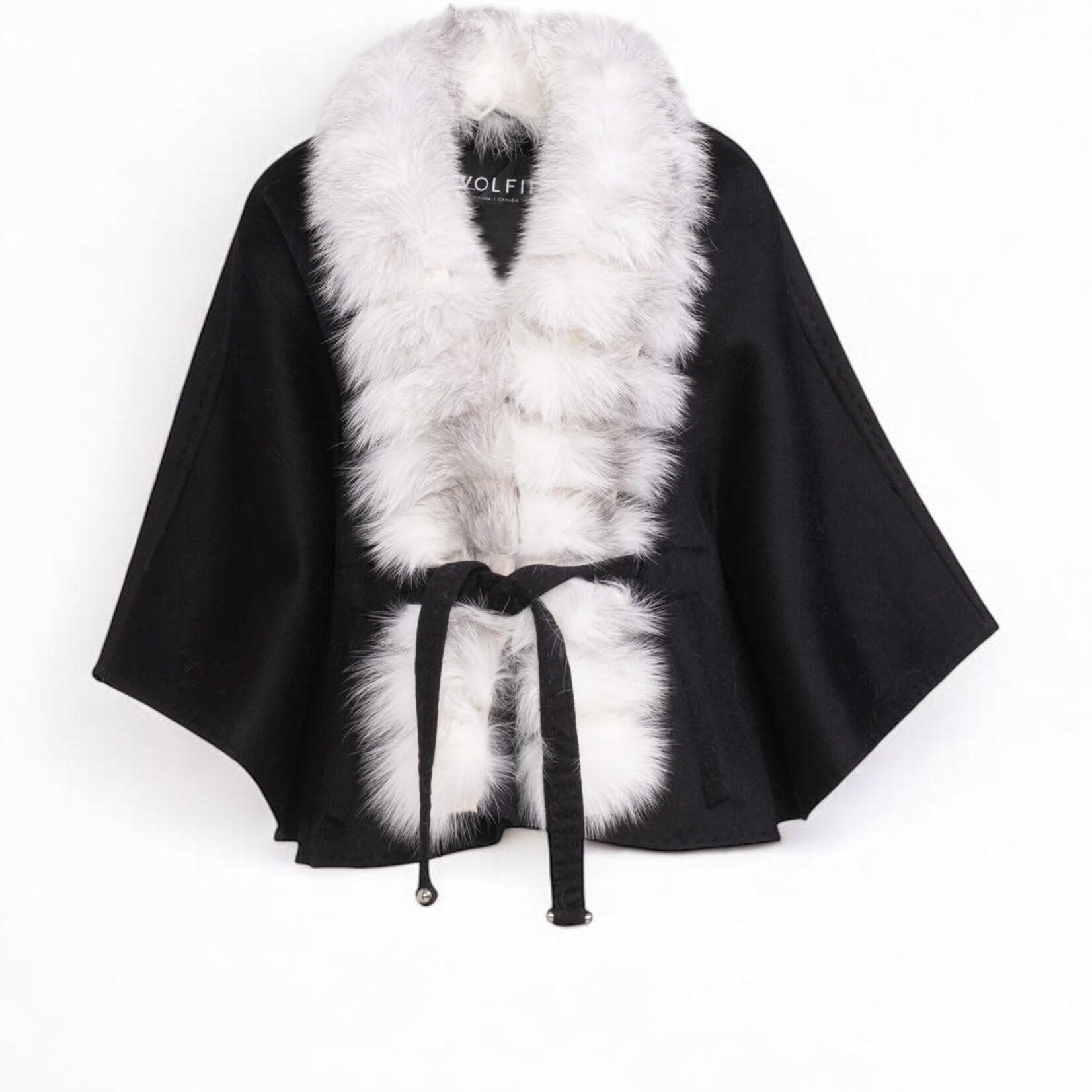 Wolfie Furs Wolfie Furs Cashmere Cape with Finish Fox Trim