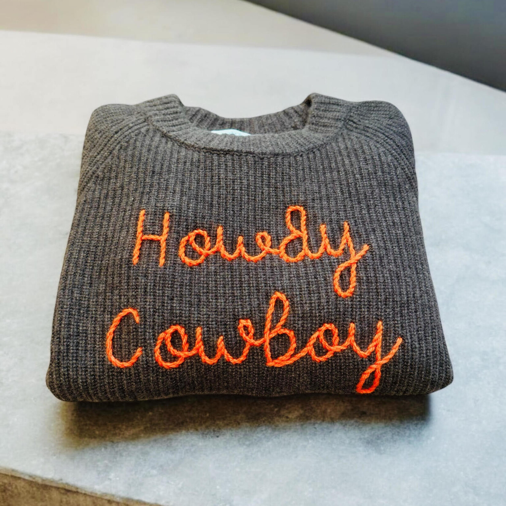 Après Babe Ribbed Cashmere "Howdy Cowboy" Sweater