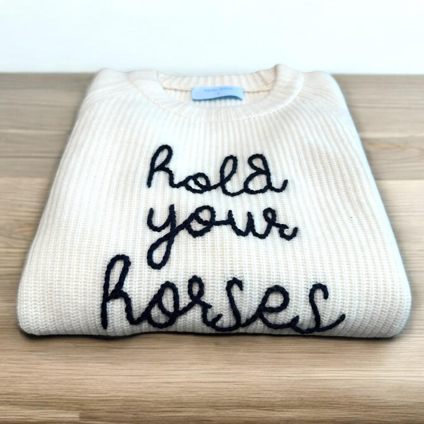 Après Babe Ribbed Cashmere "hold your horses" in Cursive, Sweater