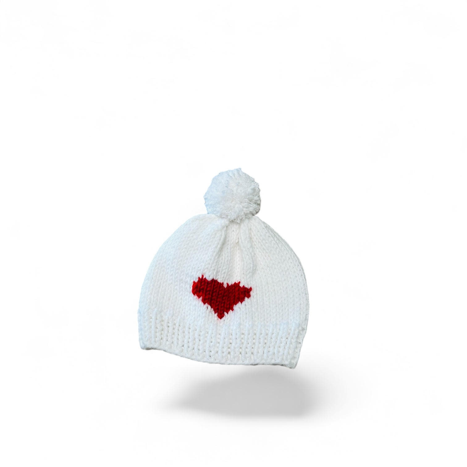 Hand Knitted Heart Beanie w/Pom Pom - Après Babe display picture 1