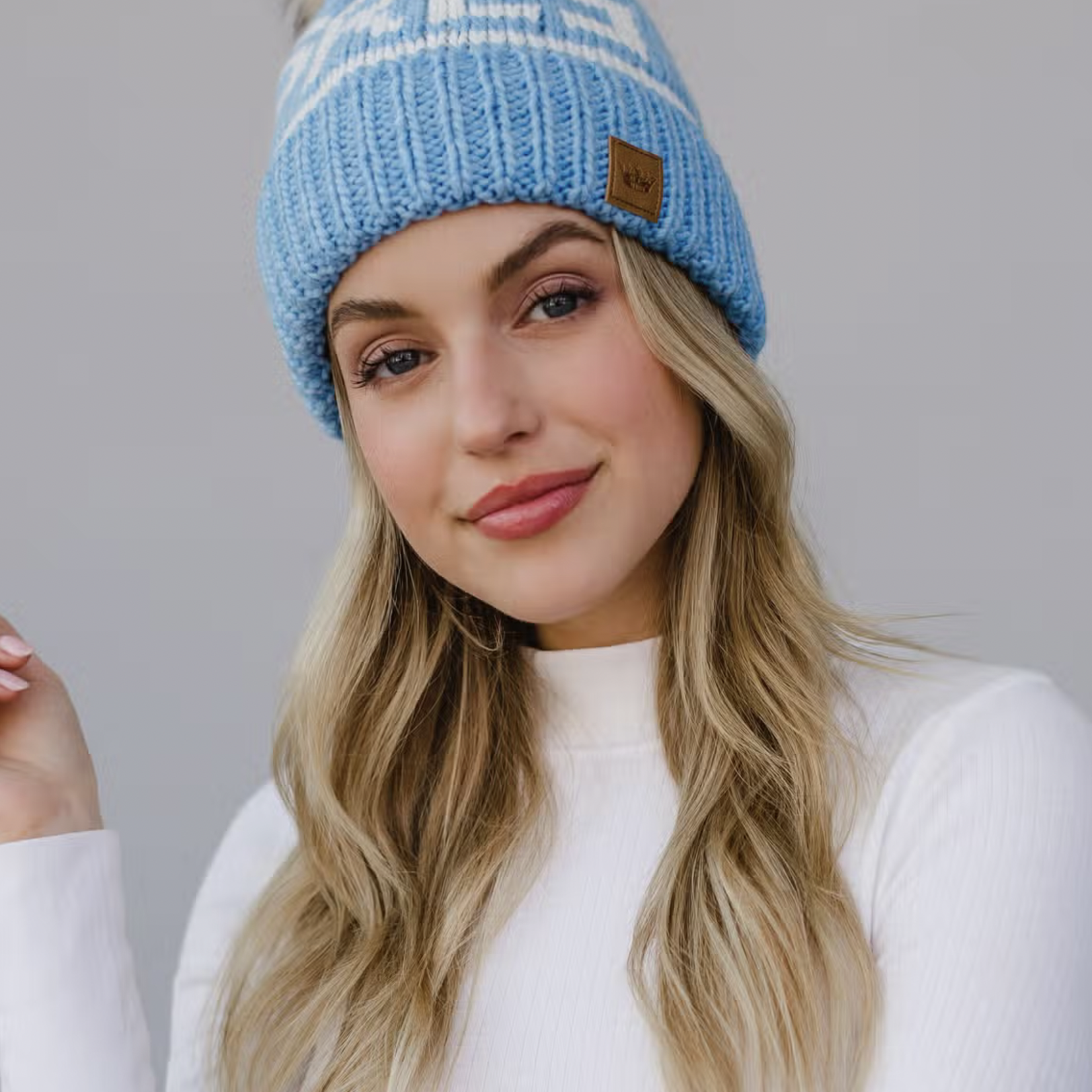 Après Chunky Knit Fleece Lined Beanie With Pom Pom