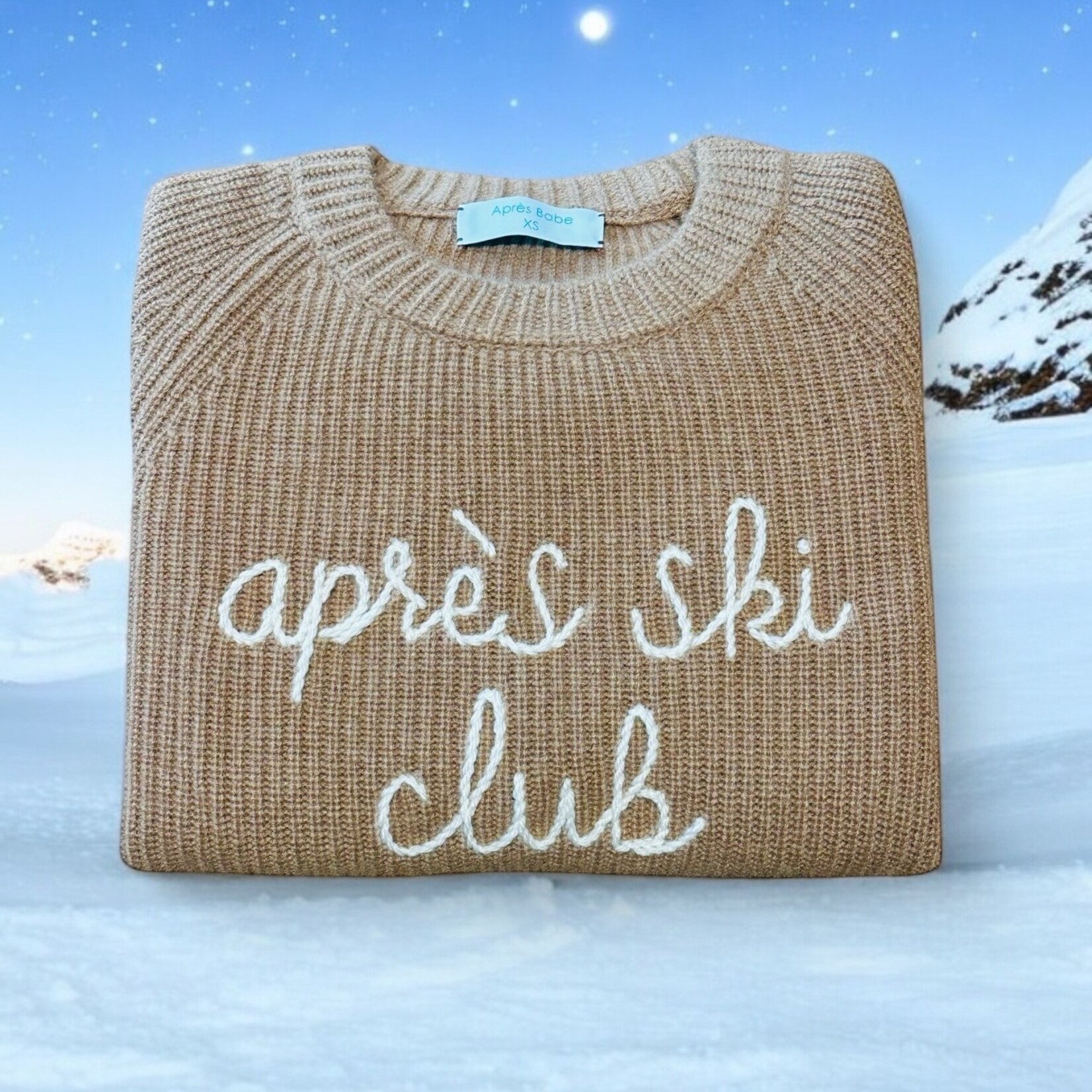 Après Babe Ribbed Cashmere "Après Ski Club" Sweater