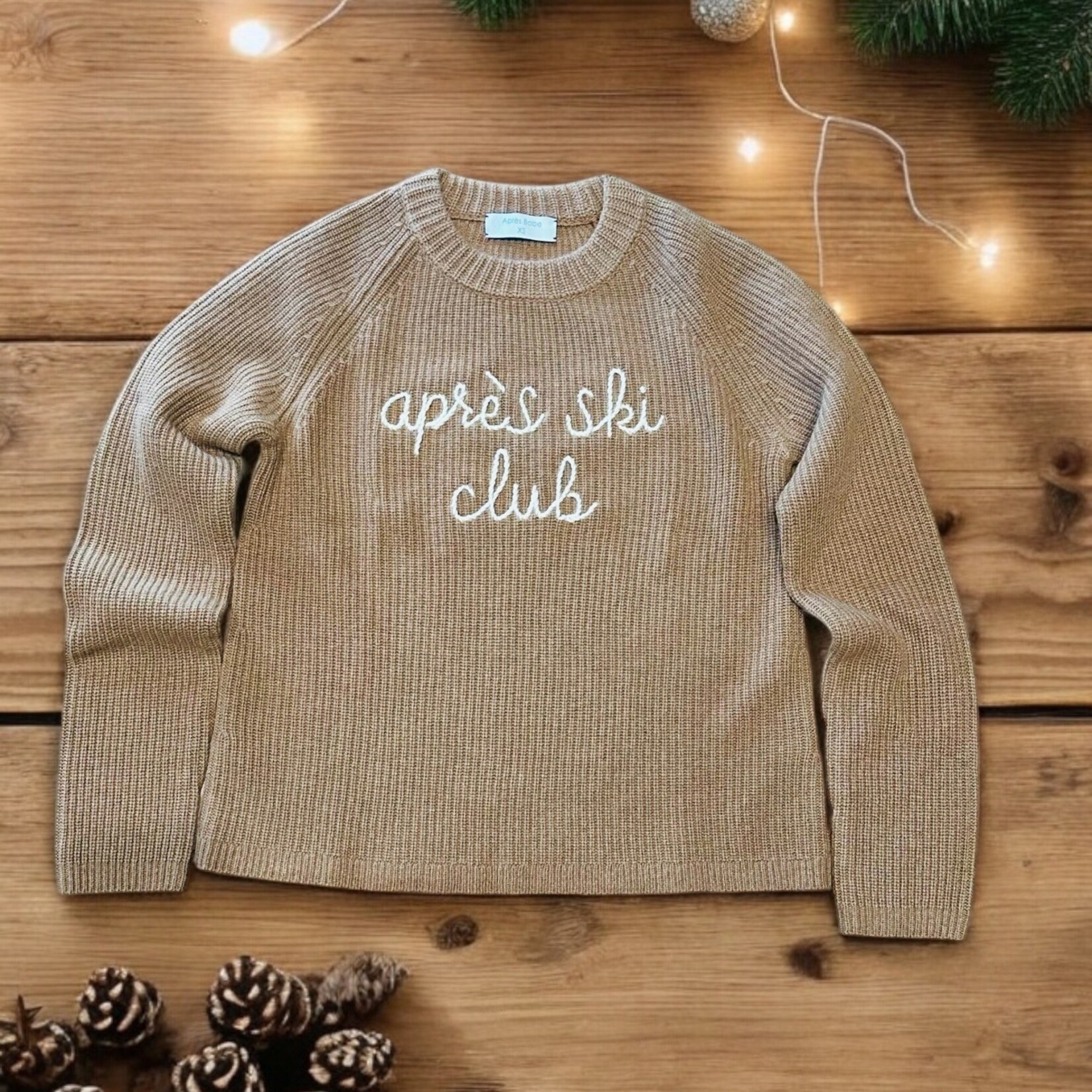 Après Babe Ribbed Cashmere "Après Ski Club" Sweater