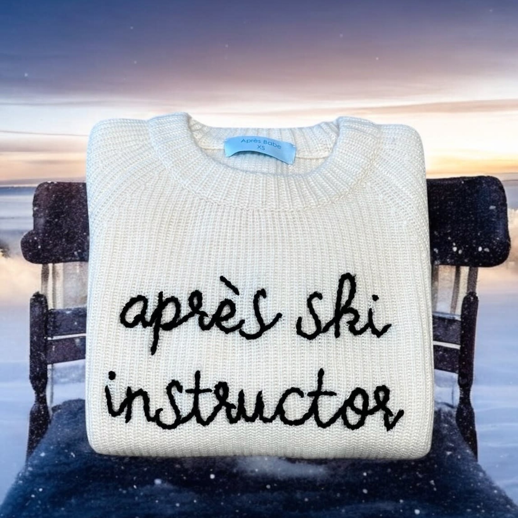 Après Babe Ribbed Cashmere "Après Ski Instructor" Sweater