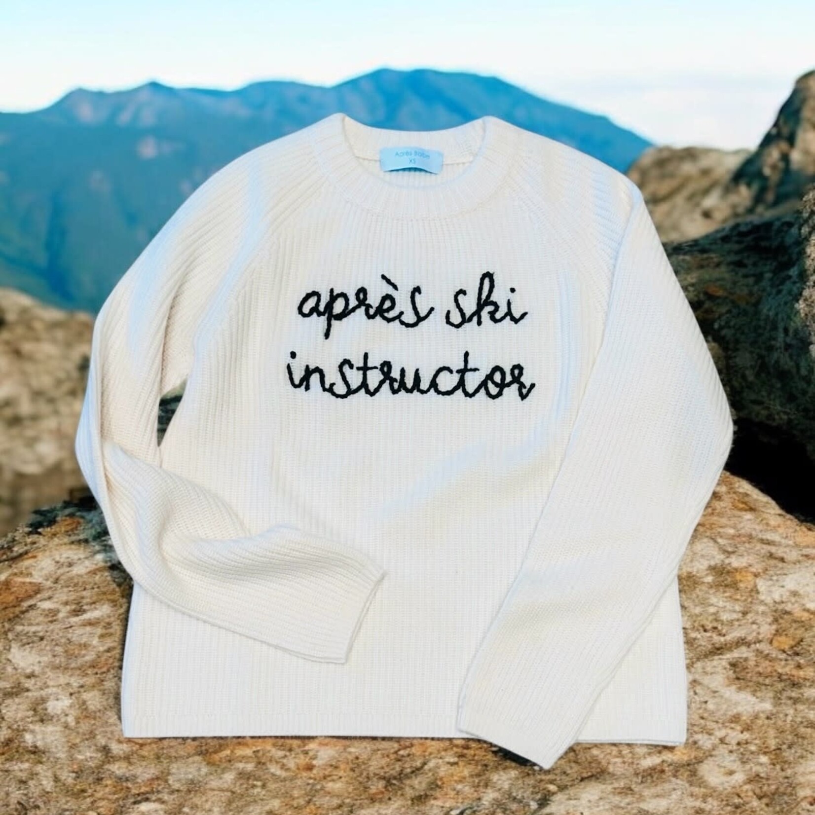 Après Babe Ribbed Cashmere "Après Ski Instructor" Sweater