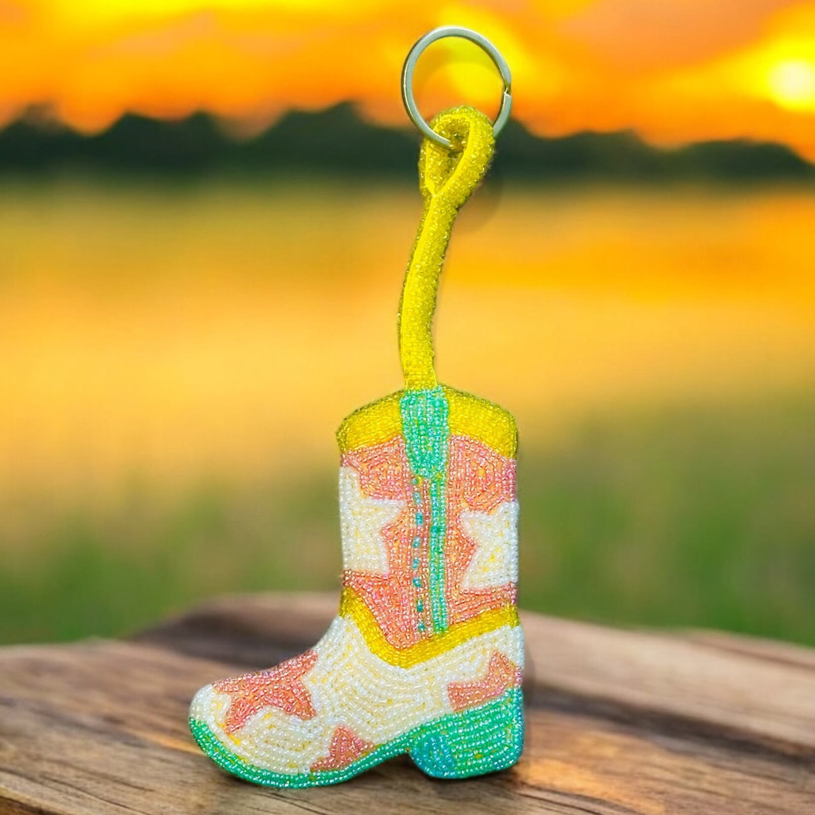 The Jacksons The Jacksons Hand Beaded Cowboy Boot Keychain