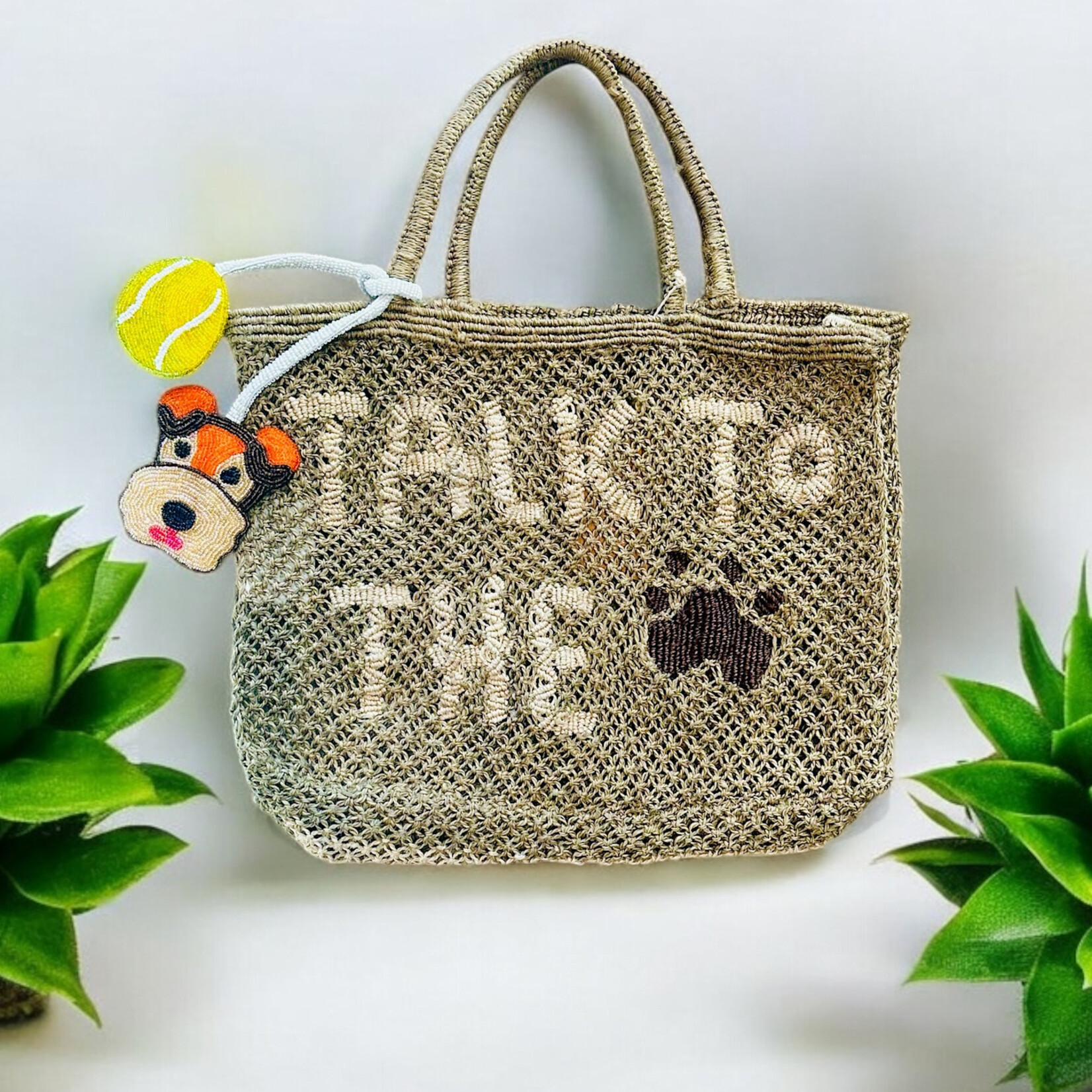 The Jacksons The Jacksons Dog & Tennis Ball Hand Beaded Bag Charm