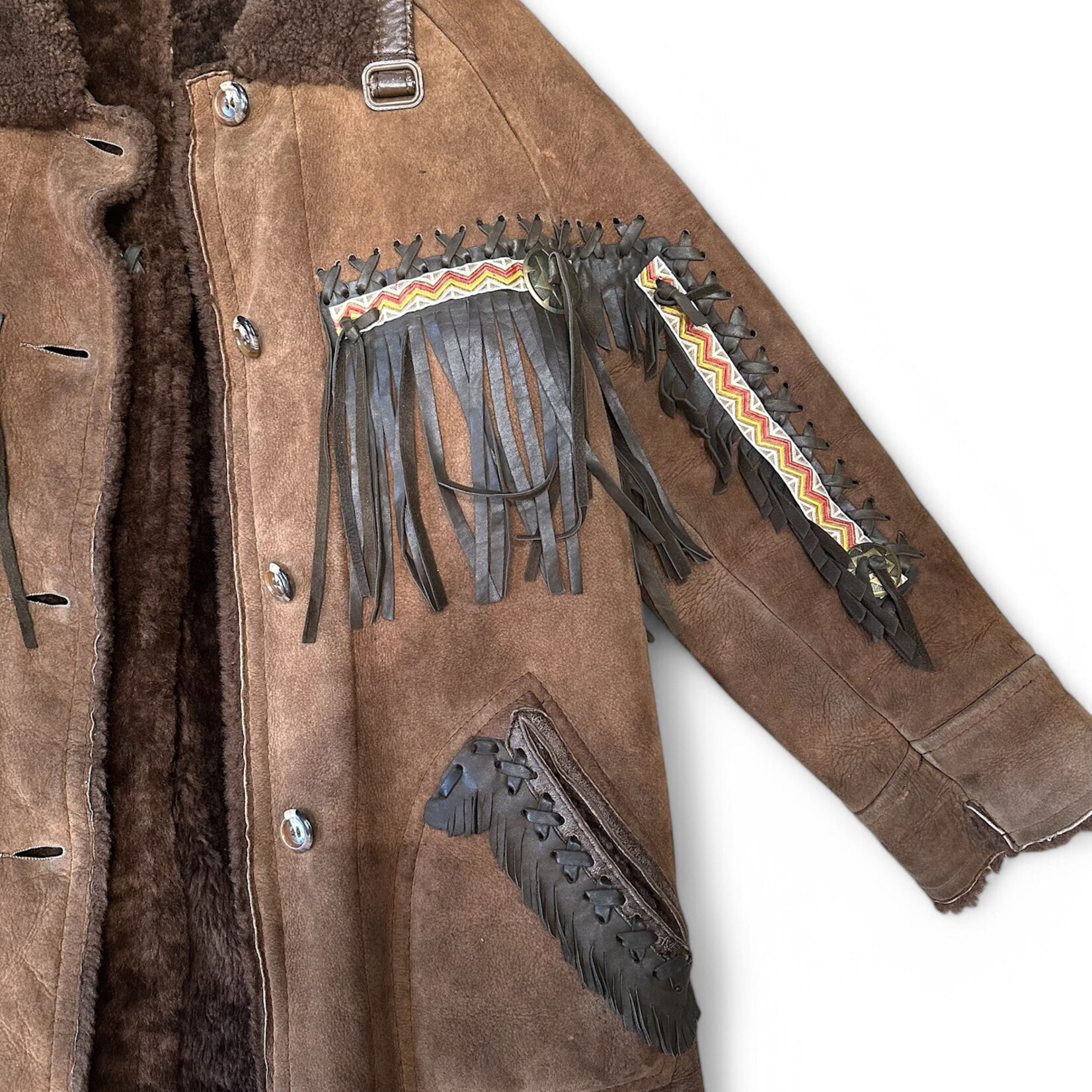 Vintage Rare Southwestern Shearling Jacket w/Fringe Detail