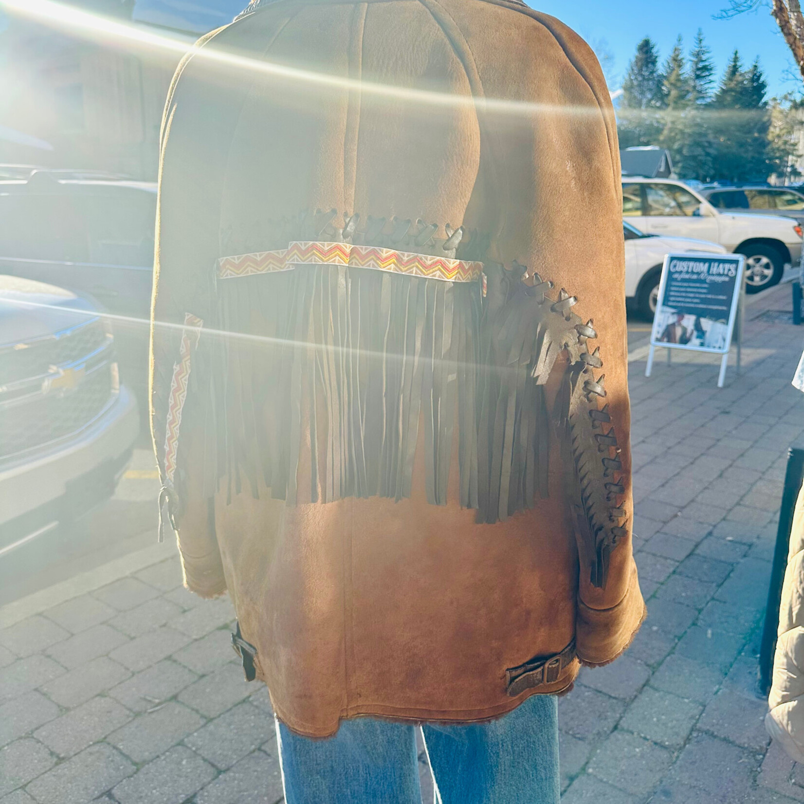 Vintage Rare Southwestern Shearling Jacket w/Fringe Detail