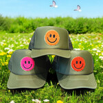 Après Babe Olive Green Smiley Face Trucker Hat