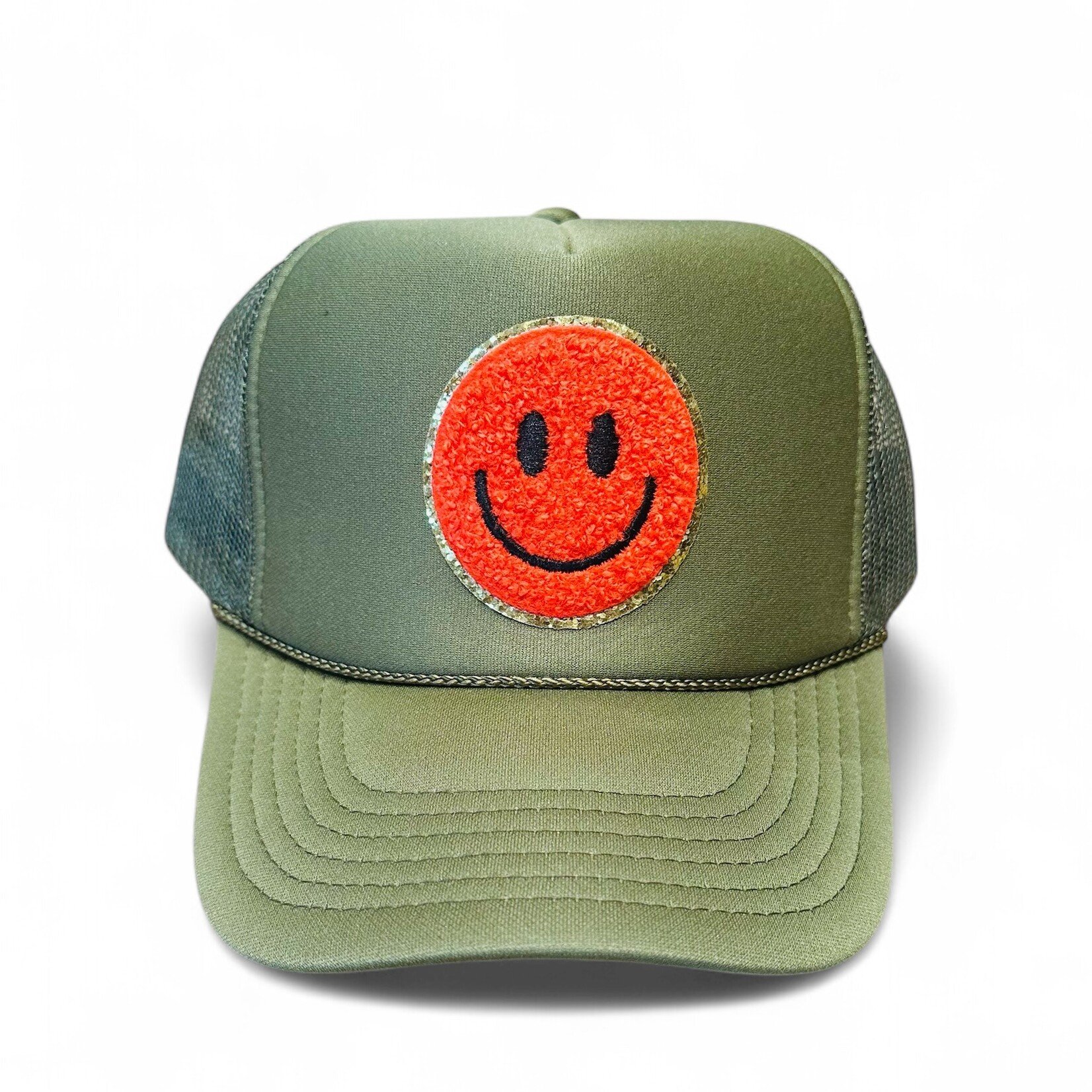 Après Babe Olive Green Smiley Face Trucker Hat