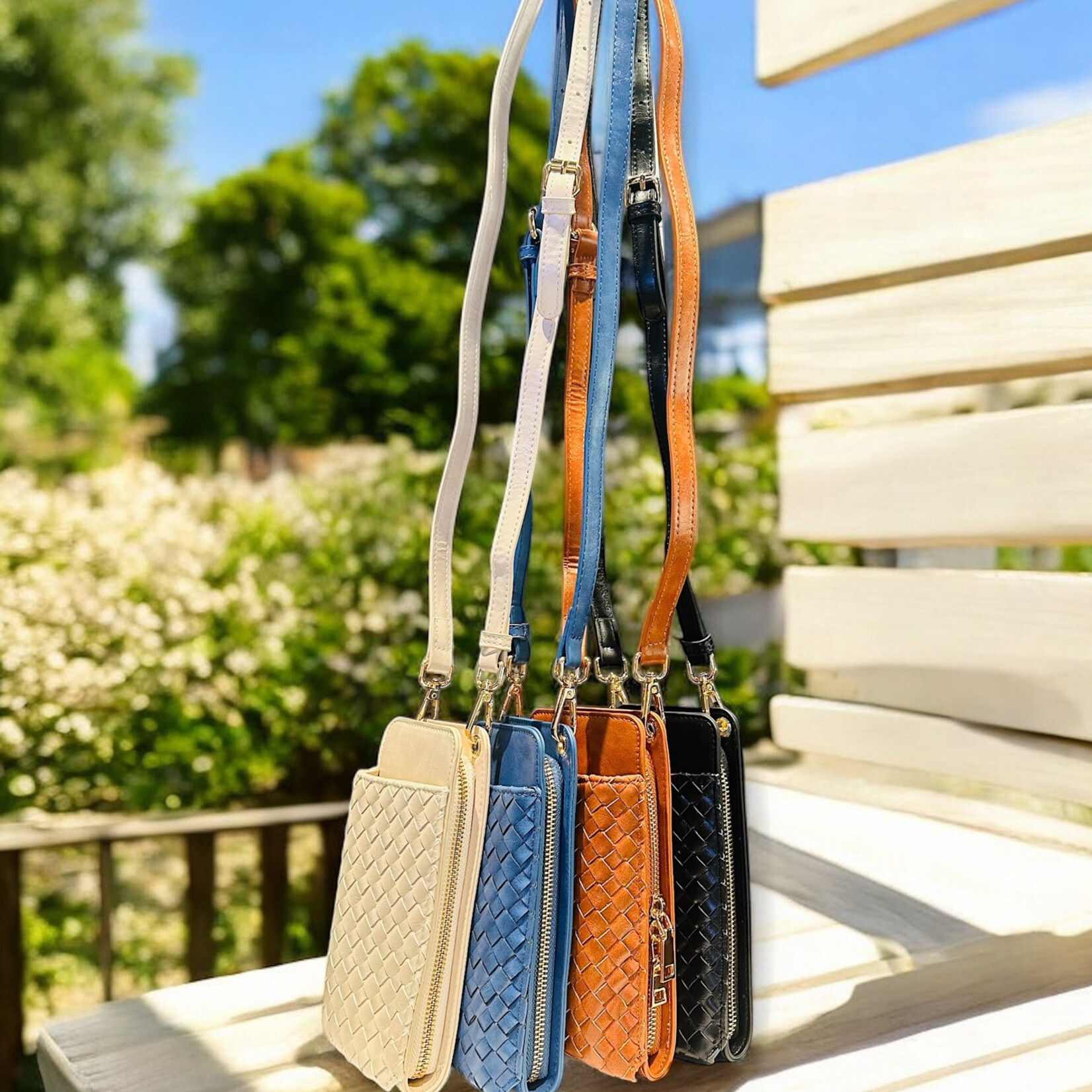 Pretty Simple Woven Crossbody Phone & Wallet Bag