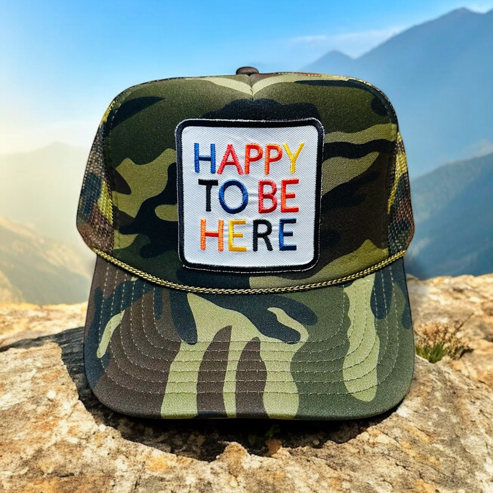 Après Babe "Happy To Be Here" Primary Colors Trucker Hat
