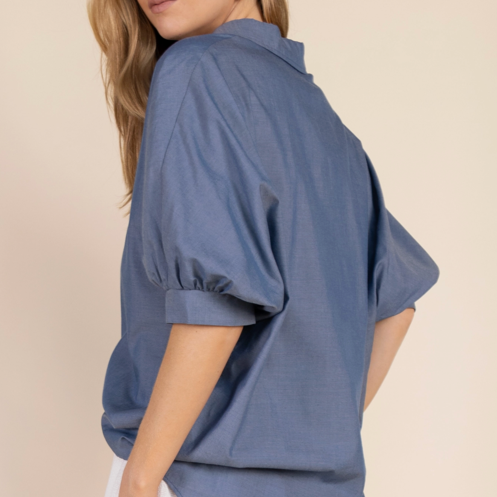 P. Cill Oversized 3/4 Sleeve Button Up Top