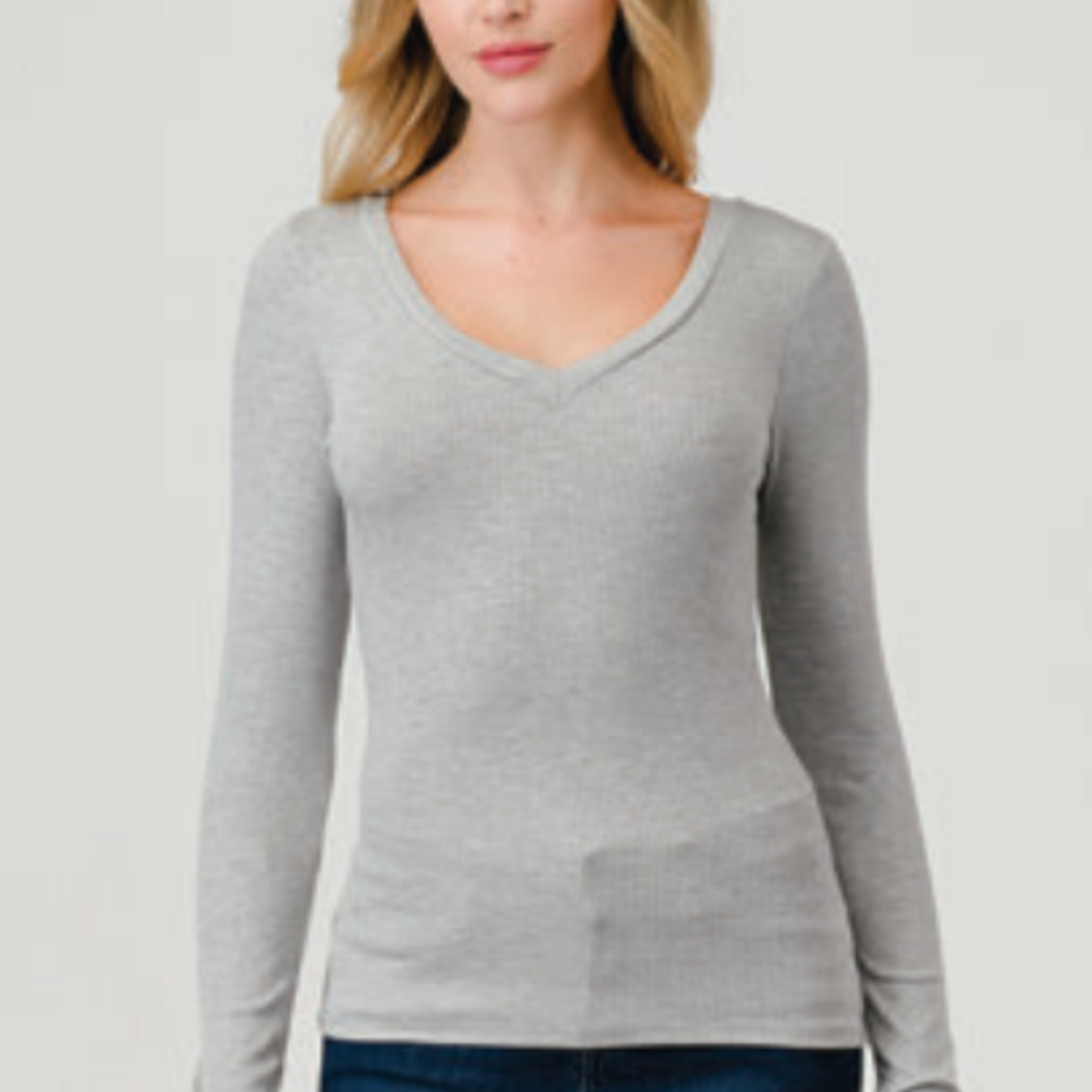 Hashtag Hashtag Ribbed Long Sleeve V-Neck