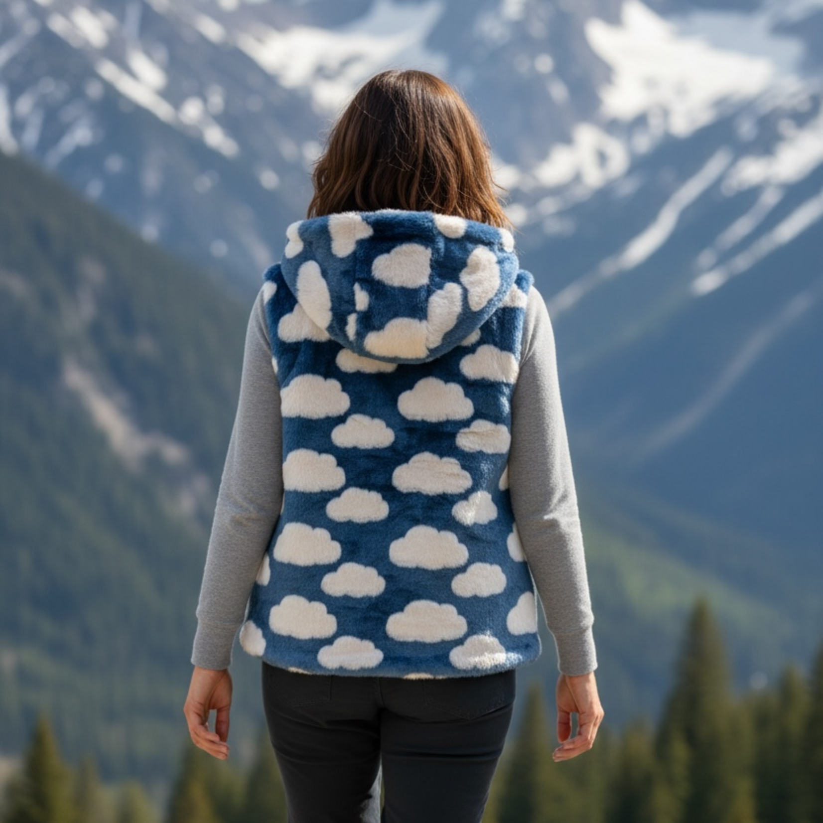 Après Babe Après Babe Reversible Hooded Cloud Print Vest
