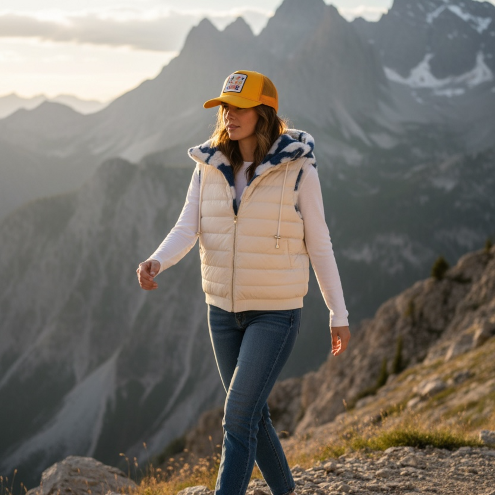 Après Babe Après Babe Reversible Hooded Cloud Print Vest